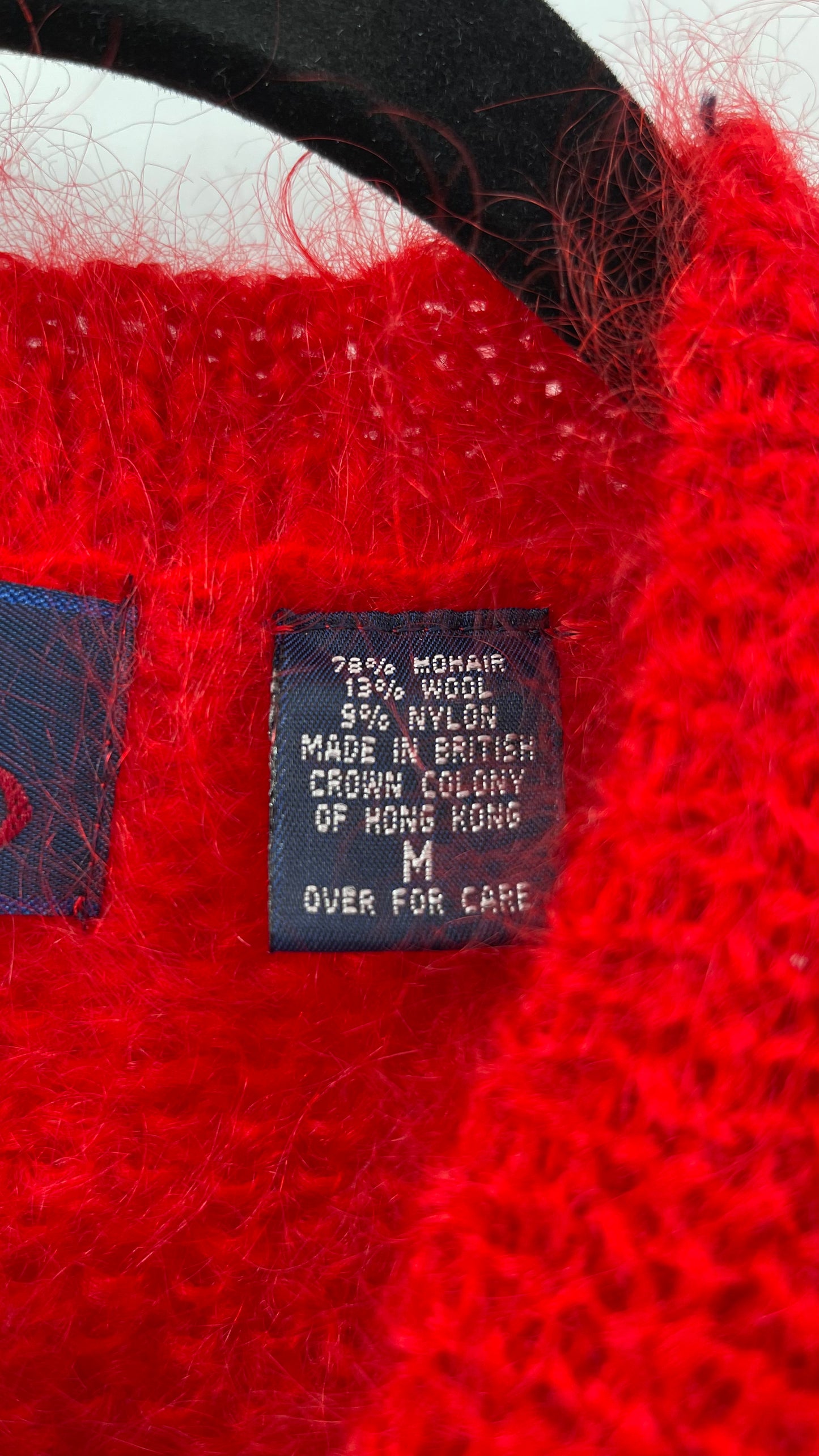 OBR Red 78% Mohair 18% Wool Cropped Cardigan (Medium)