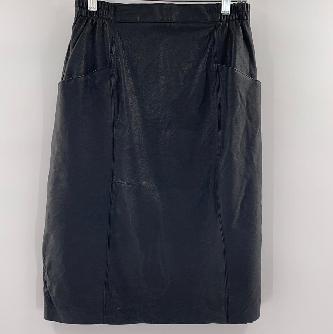 Fingerhut Fashions - Vintage 100% Genuine Leather (Shell) Skirt (Size 14)