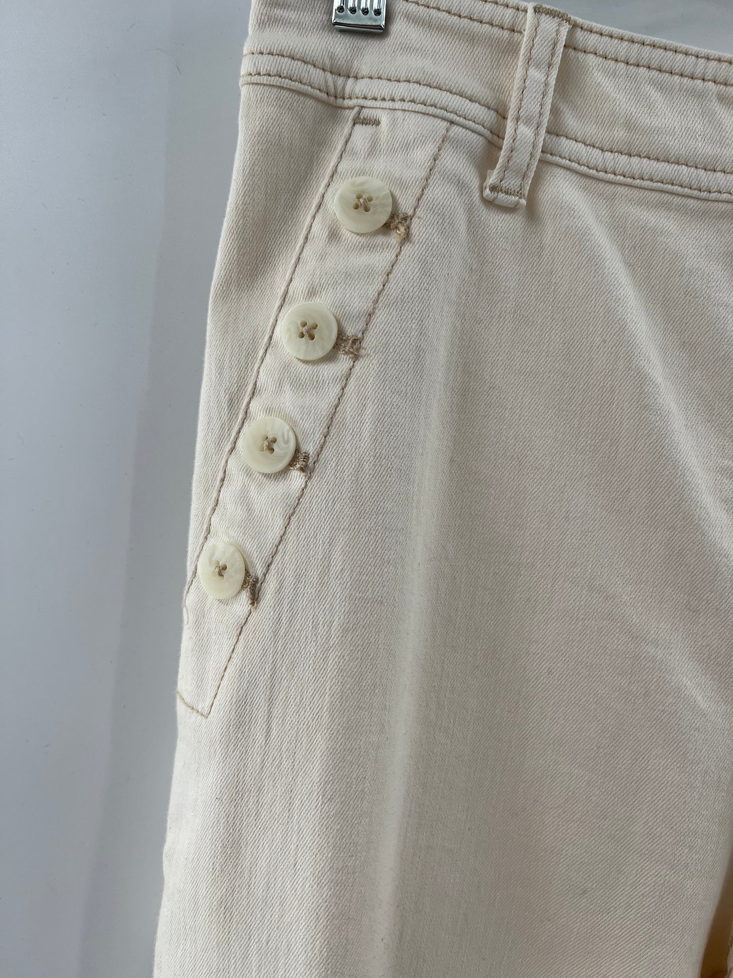 Pilcro Anthropologie Off-White Side Button Up with Front Zipper (Size 30)