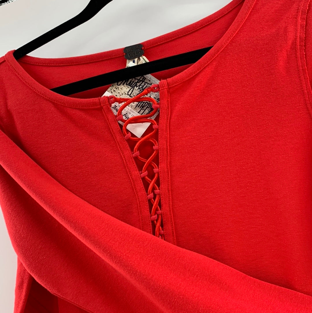 Free people Red lace up long sleeve (M)
