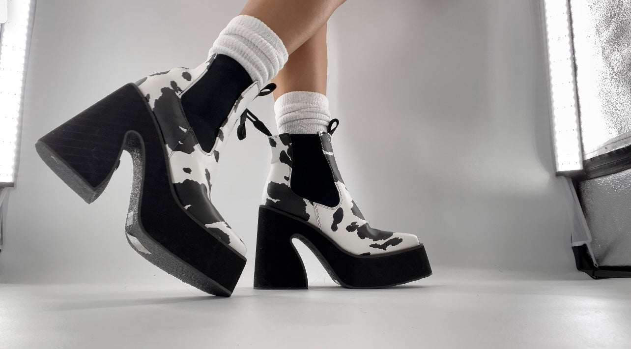 Koi Footwear Chunky Platform Cow Print Boots (7)