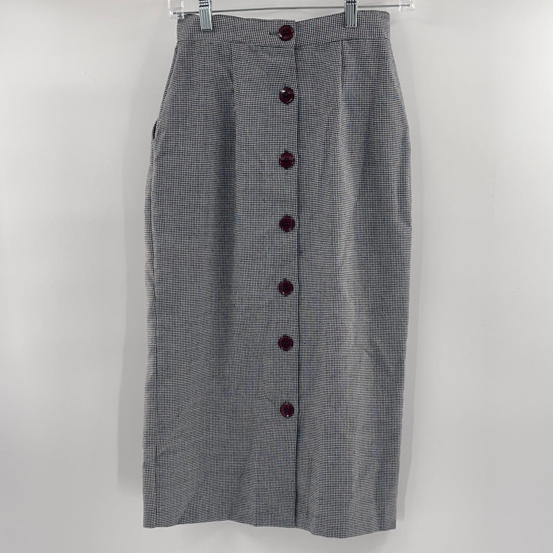 Vintage Star City Micro Houndstooth MIDI Skirt (Size S)