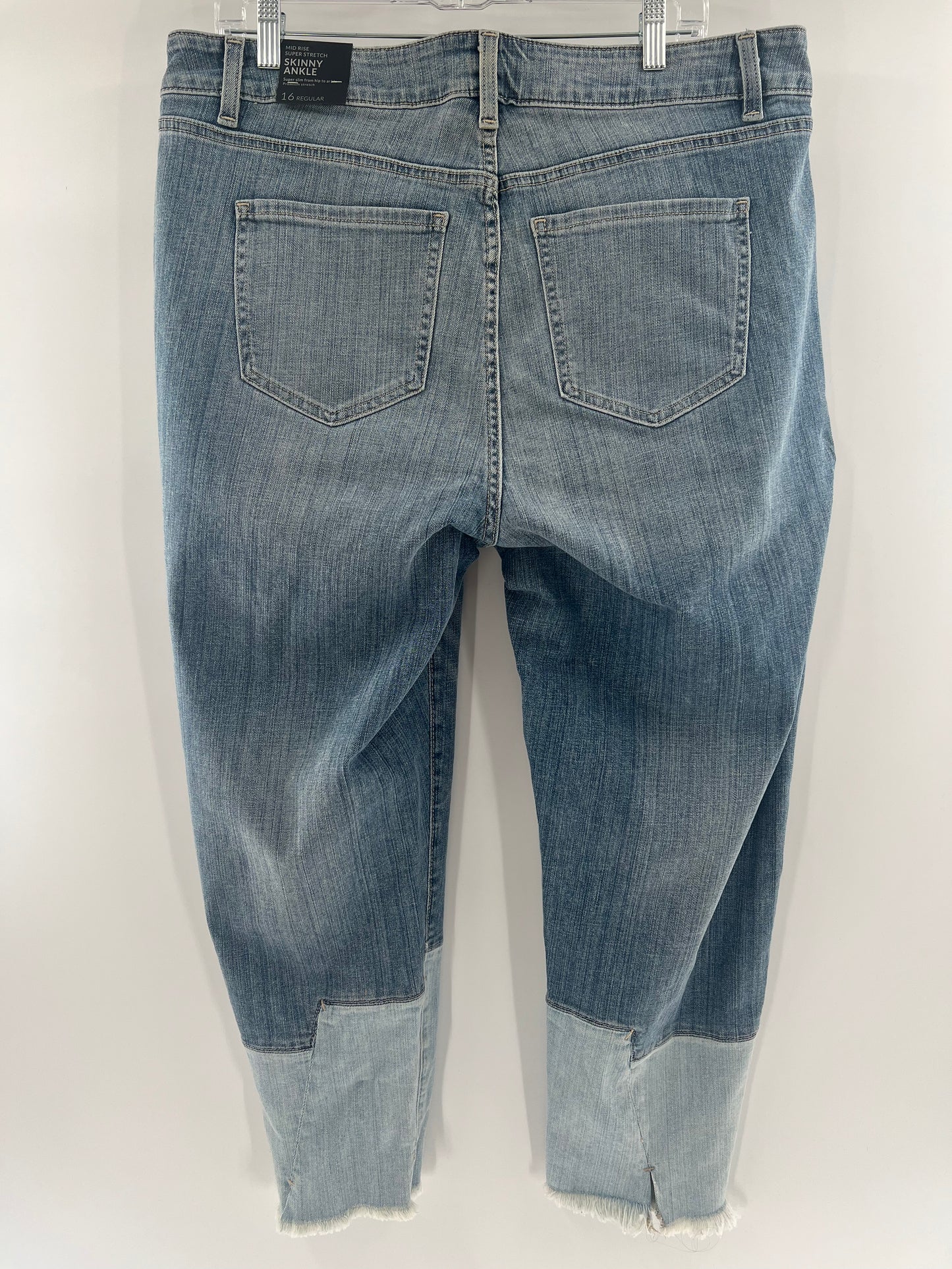 Lane Bryant Girlfriend Blue Tipped Patchwork Jeans (Size 16 R)