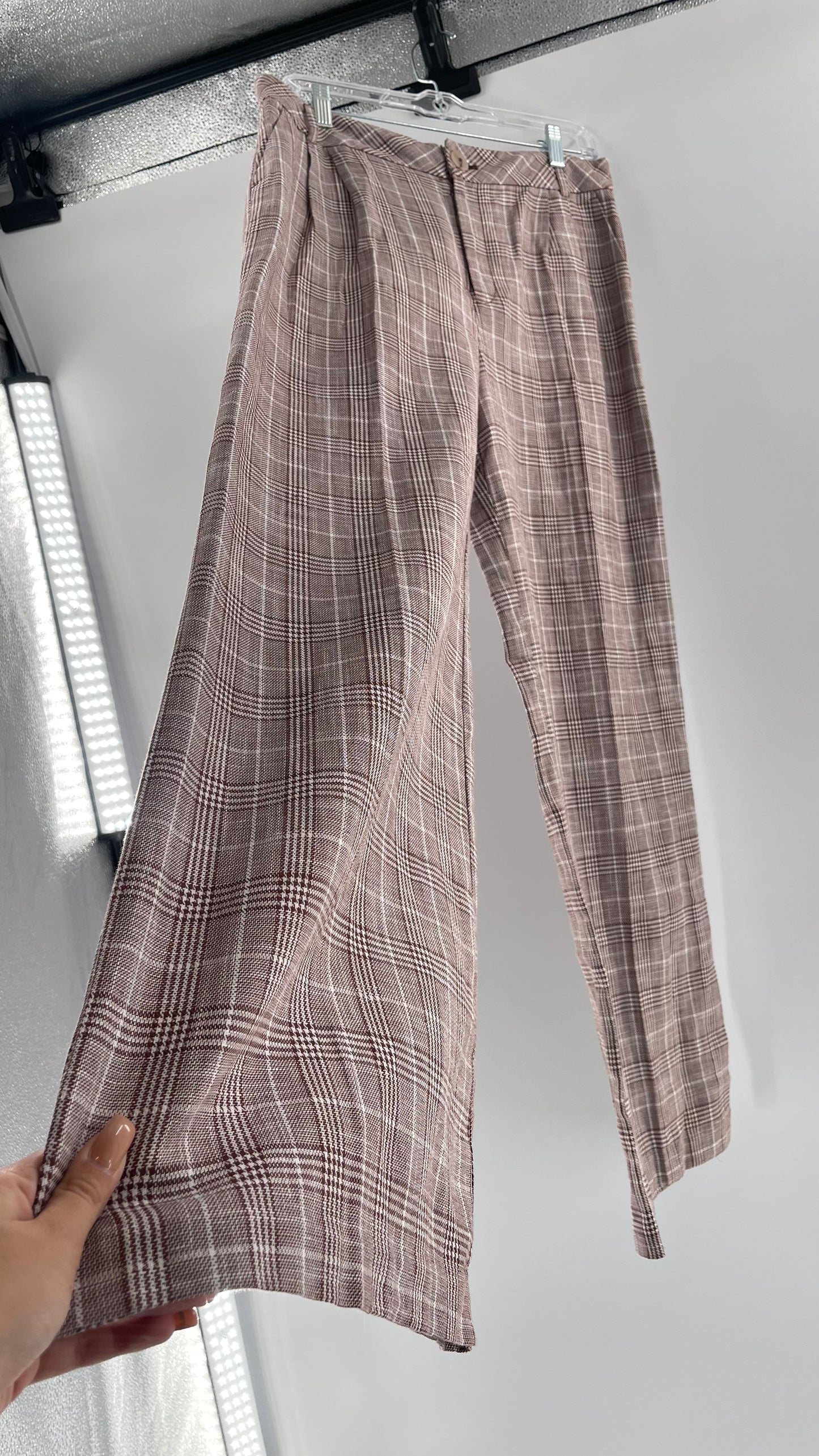 Anthropologie Maeve Brown Plaid Cotton/Linen Trouser (14)
