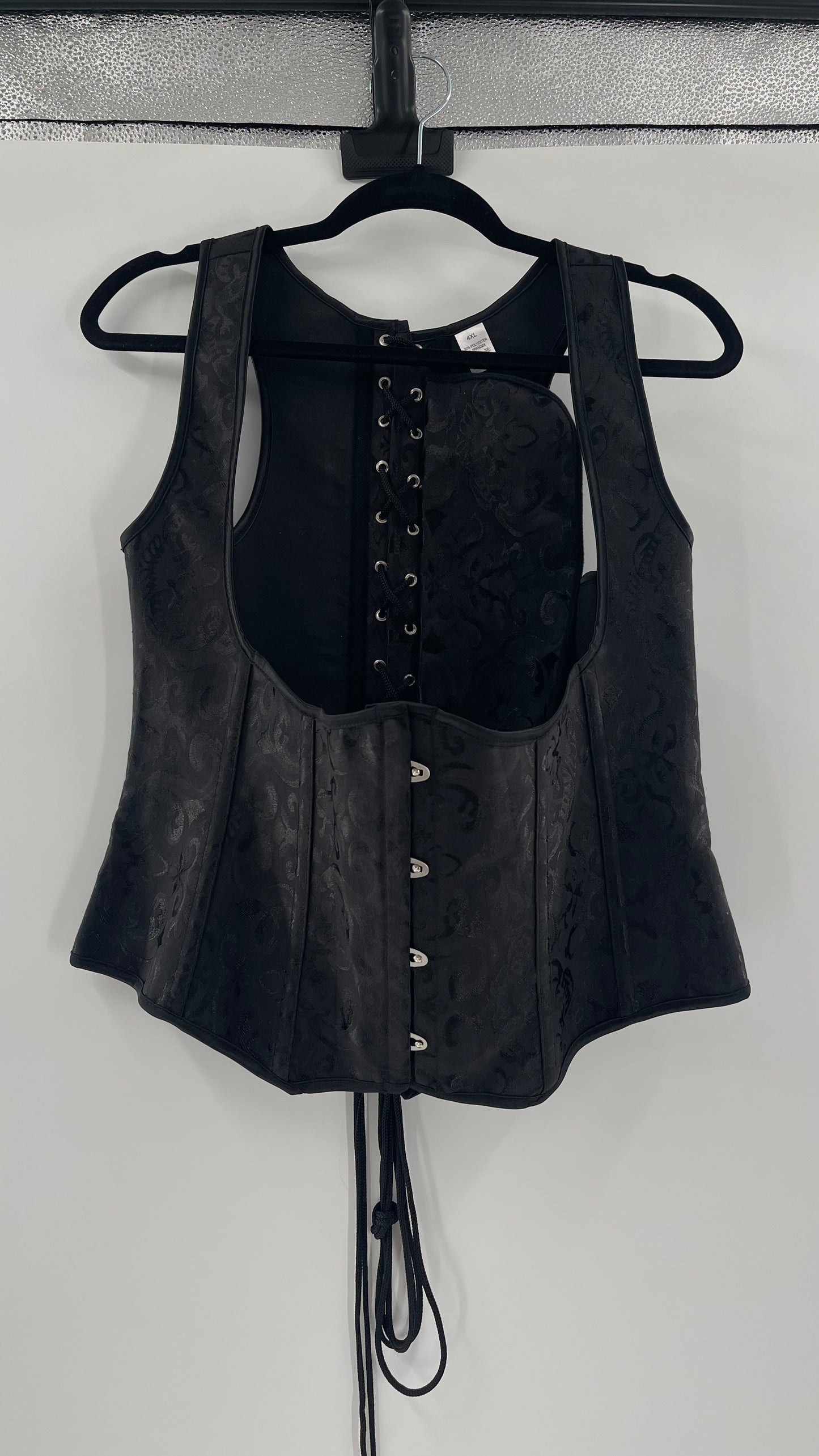 Black Satin Brocade Underbust Corset (4XL)