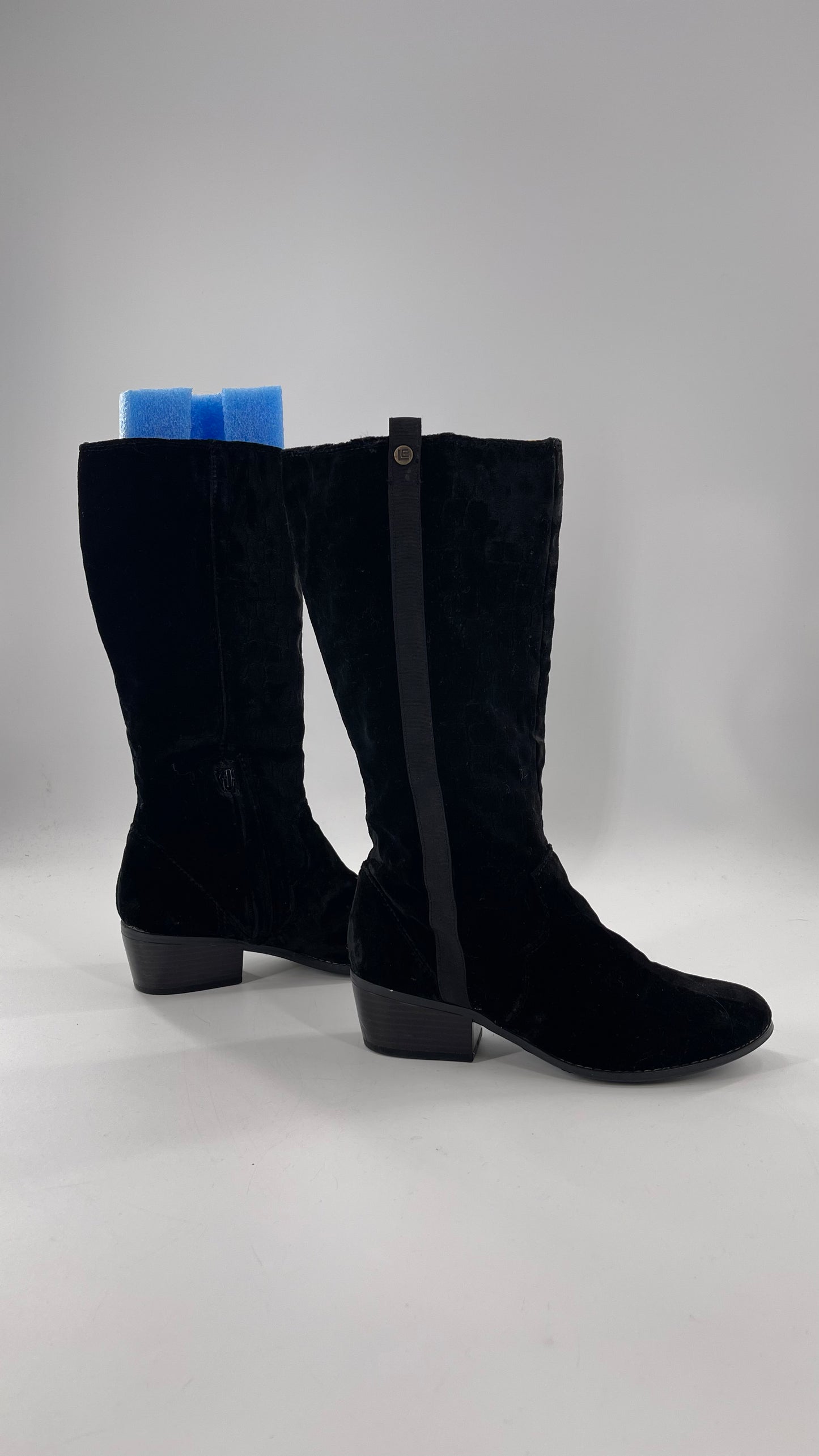 Libby Edelman Black Velour Croc Boots (6)