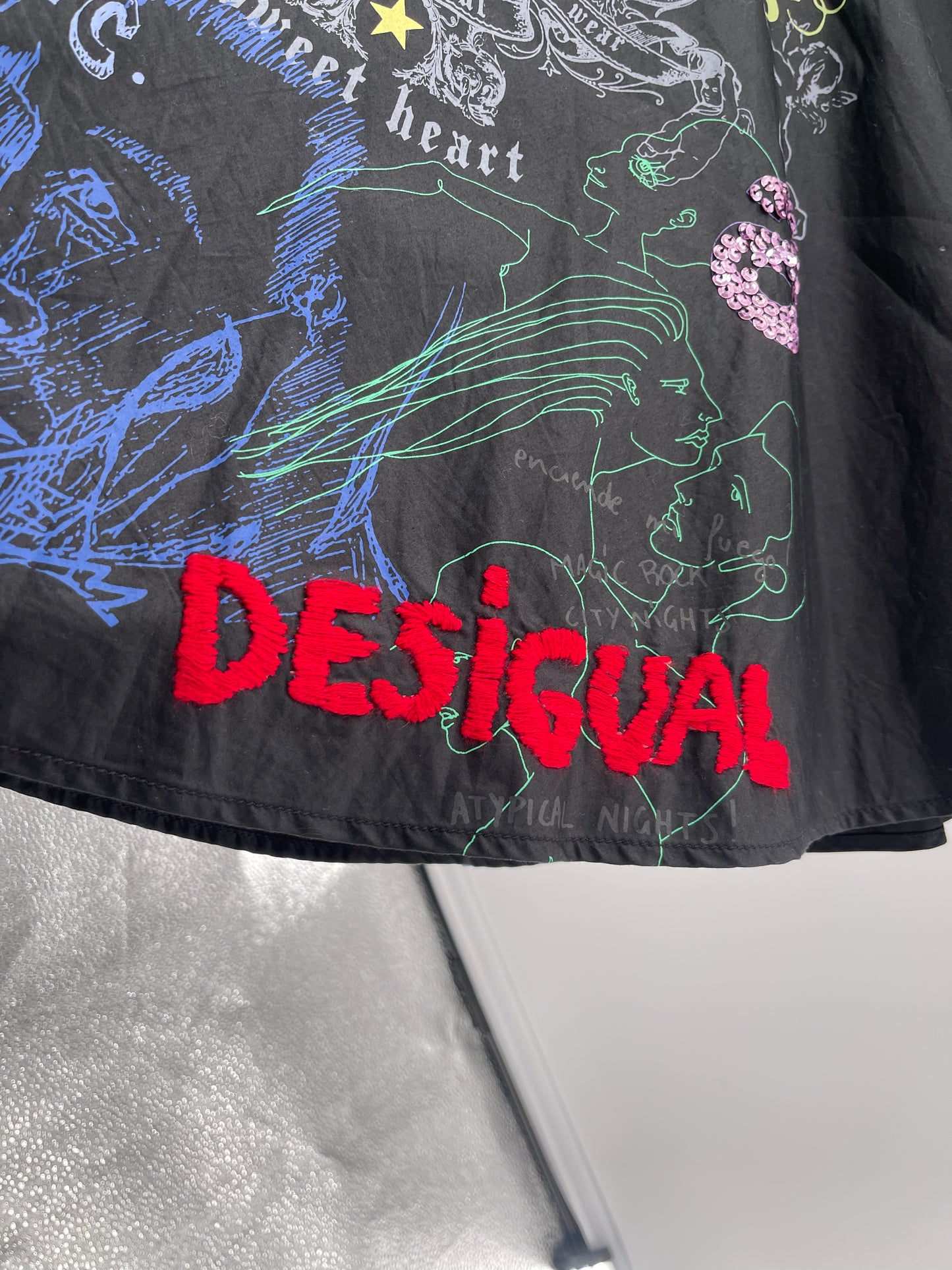 Deesigual - Punk Rock Embroidered Vintage Skirt (Size 36)
