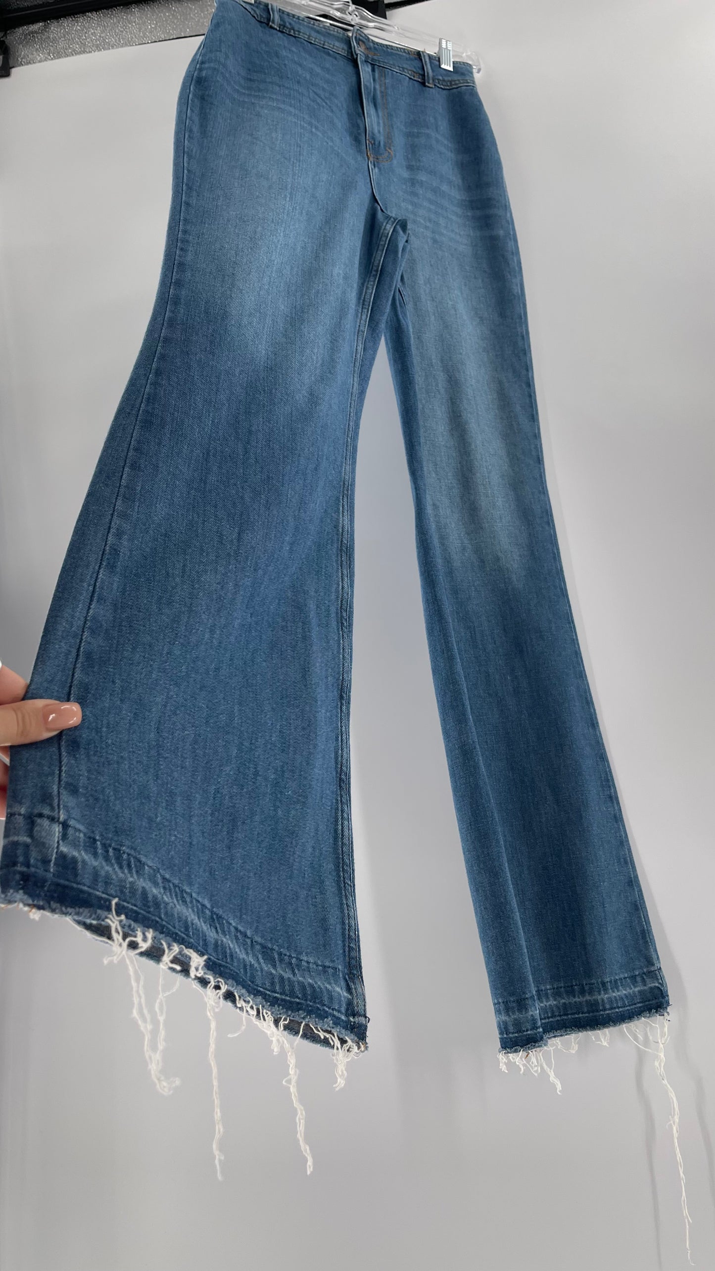 Free People Wide Leg Medium Wash Jeans (28)