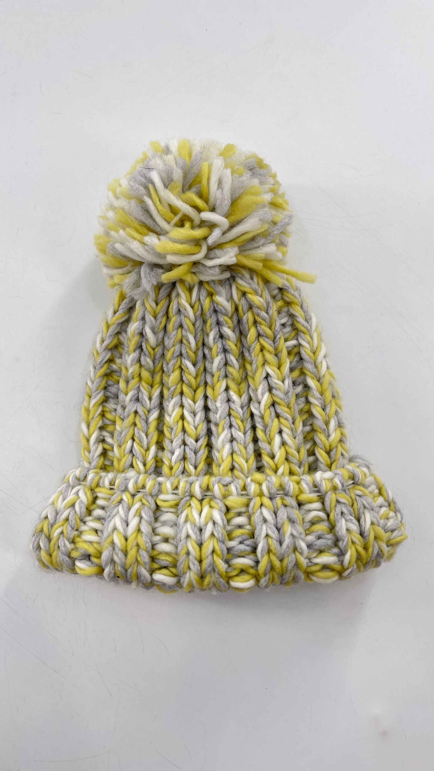 Free People Knit Yellow/Grey/White Beanie