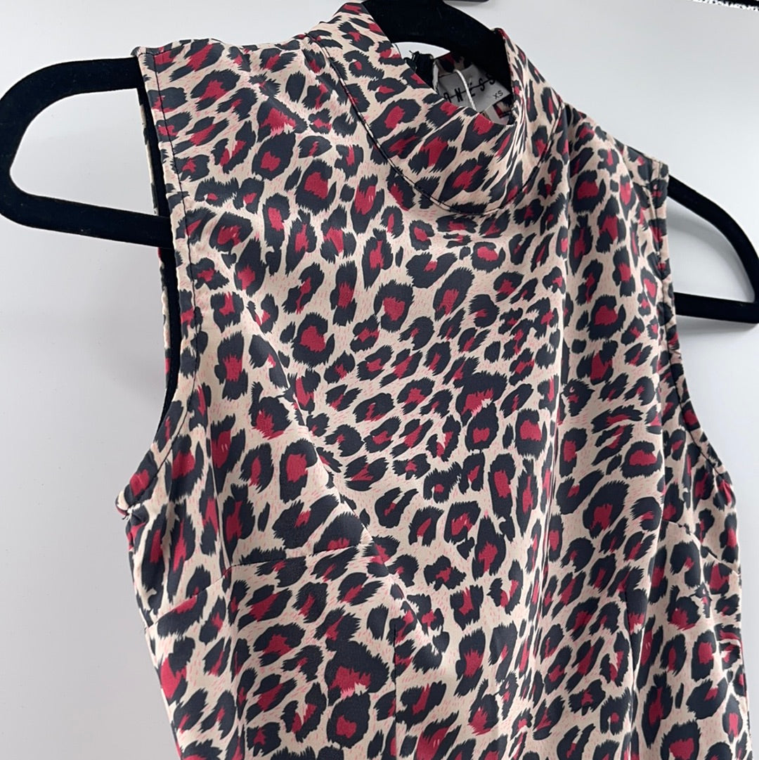Lioness - Satin Cheetah Print Y2K Mini Dress (Size XS)