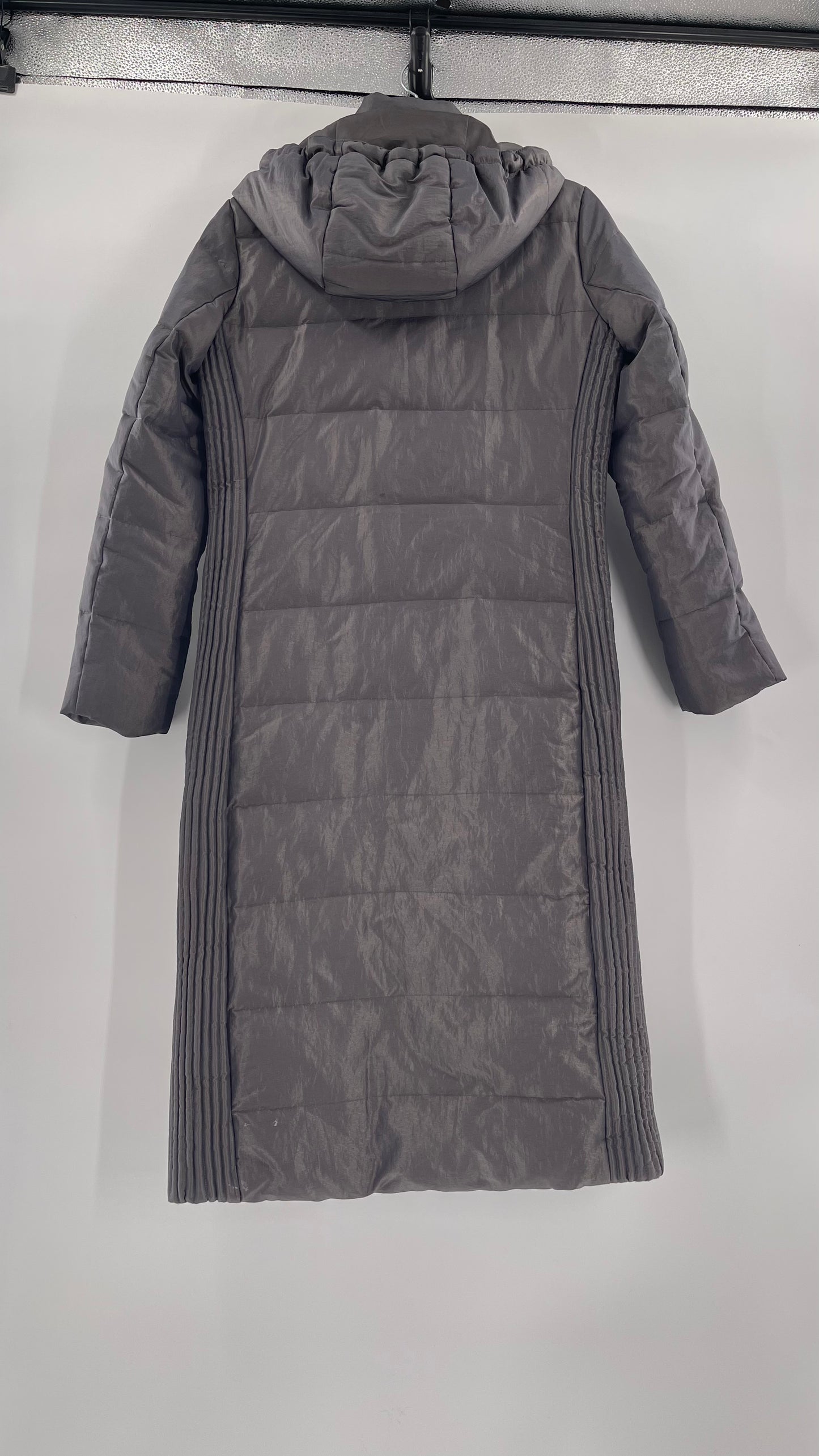Braetan Vintage Gray Nylon Hooded Coat - Size S