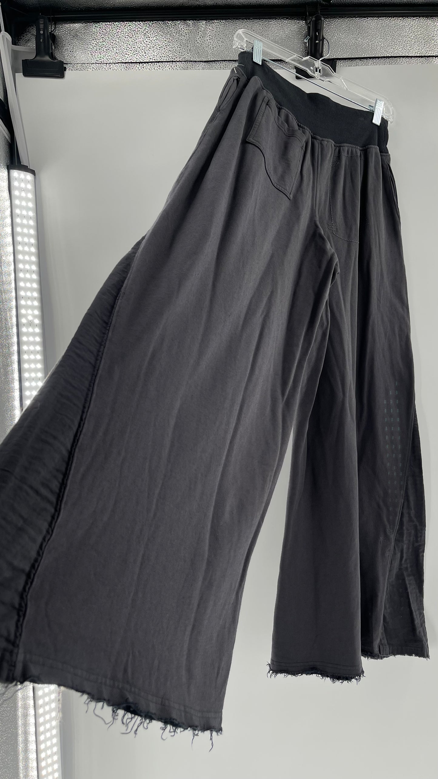 Free People Charcoal High Waisted Jersey Flare Legs (Small)
