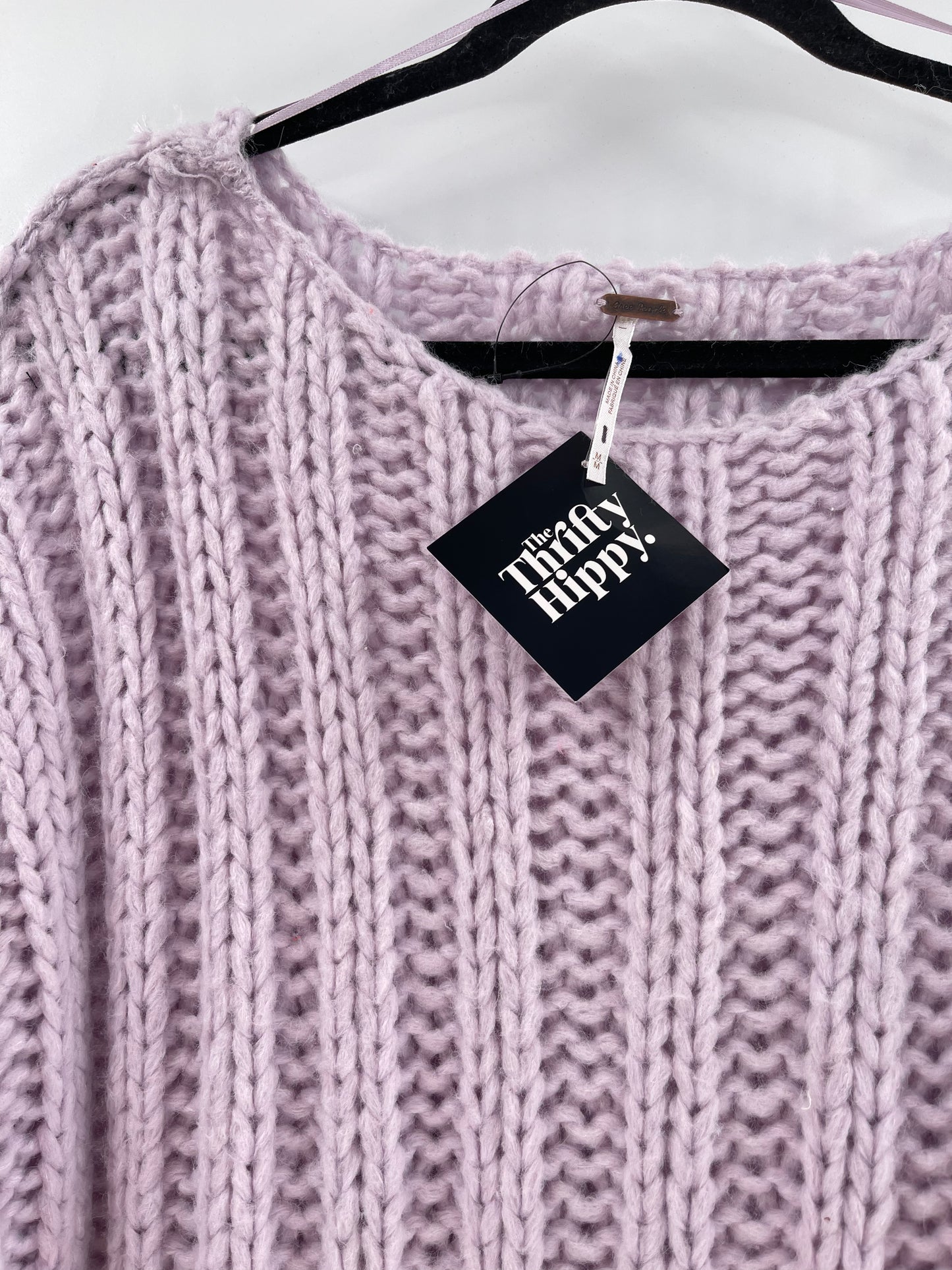 Free People Chunky Knit Lilac/Lavender Sweater (Medium)