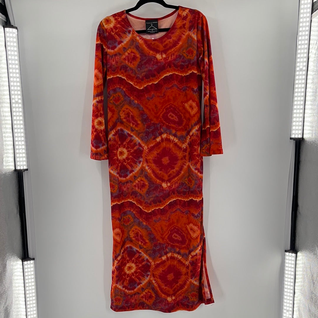 Anthony Mark Hankins Collection - *Vintage* Tie Dye 70's Red Maxi Dress (Size Medium)