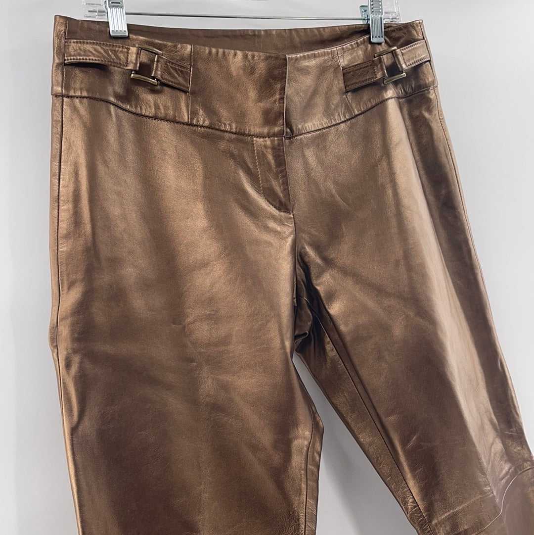 Vintage Cache Metallic Bronze Leather Flares (Sz10)