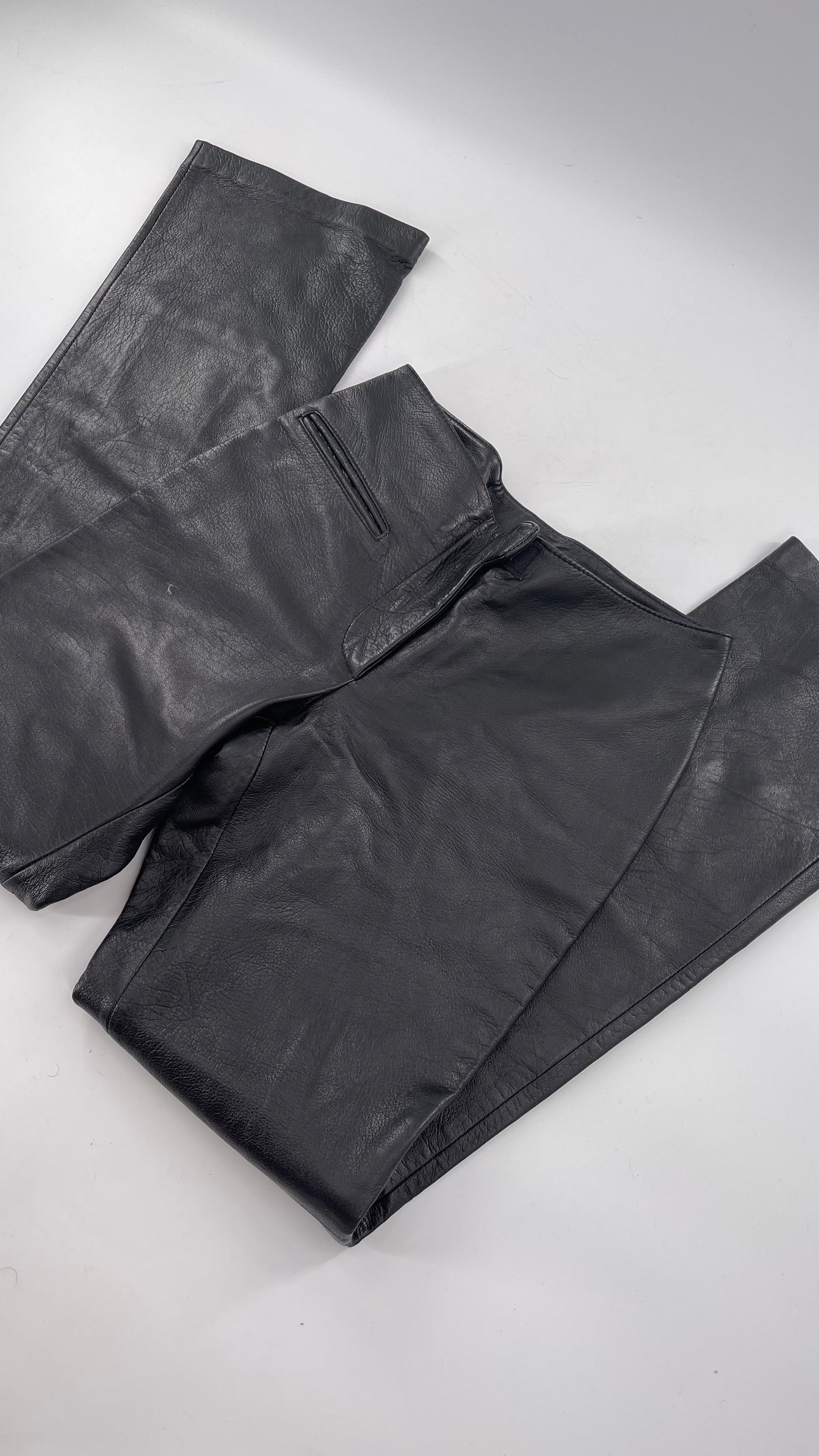Vintage Márcia Italian Lamb Leather Kick Flare Trouser Pants (00)