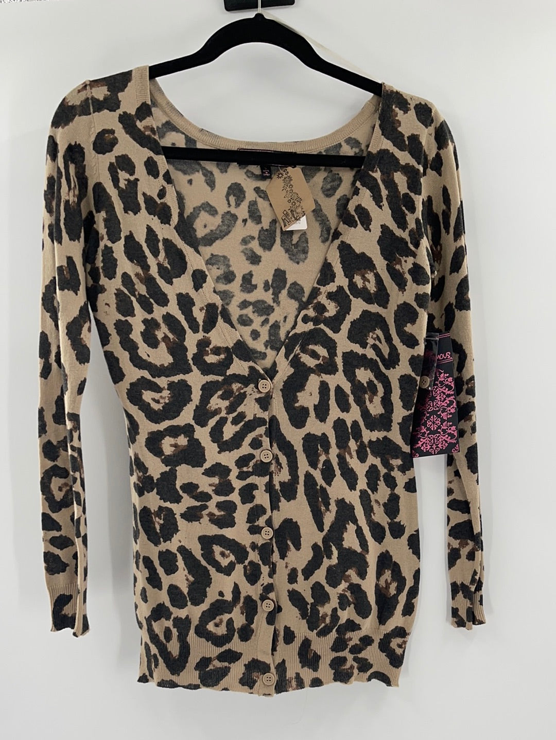 Almost Famous Cheetah Print Cardigan Buttons Front ( Size Small)