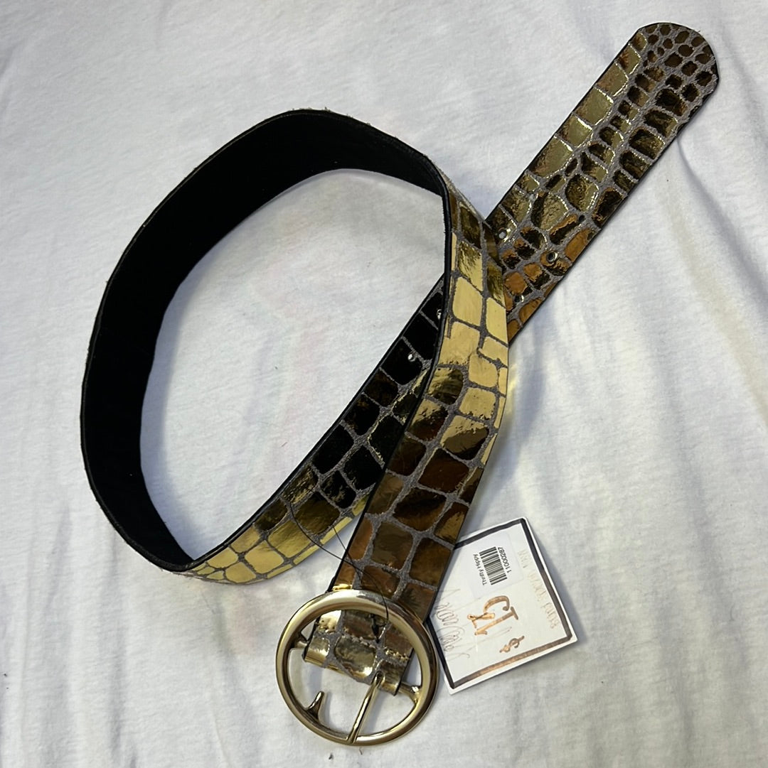 Free People Gold Black Suede Belt S/M