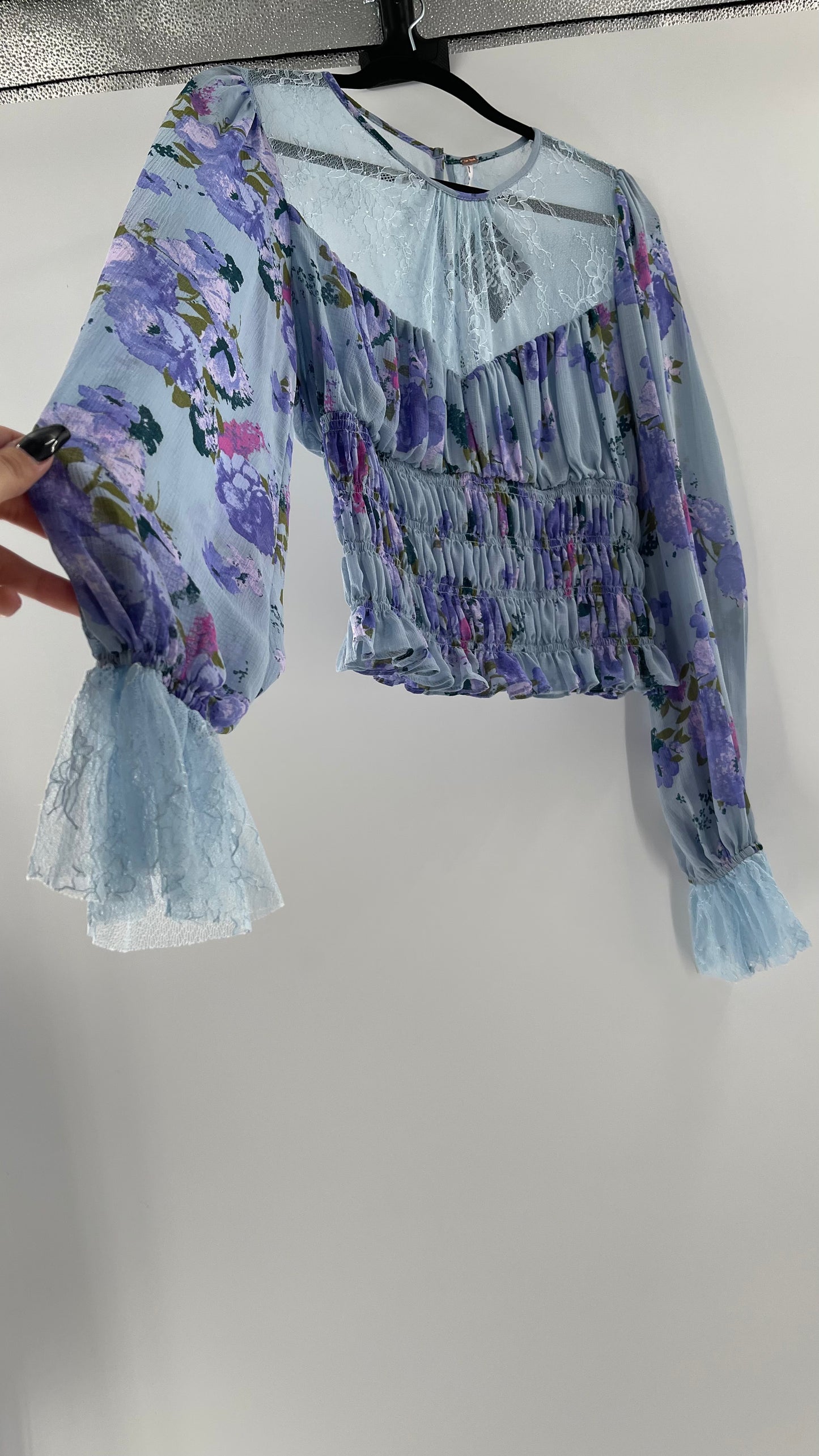 Free People Daphne Blouse Powder Blue (Large)