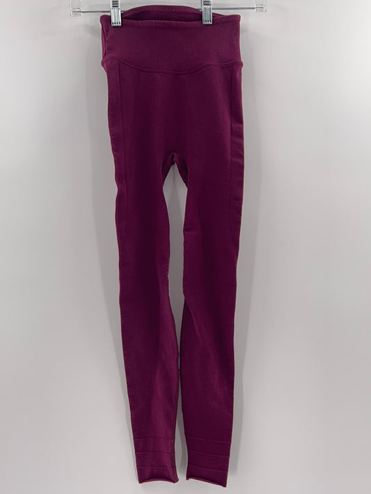 Free People Movement Dark Pink Self-Hem Leggings (Size XS)