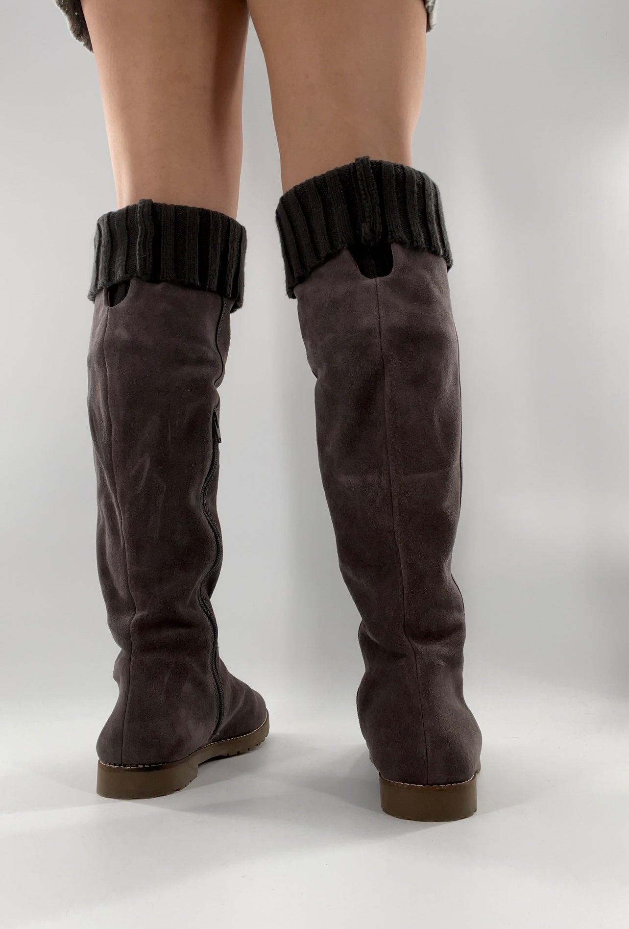 CORSO COMO Suede Knee High Boots Grey with Built in Leg Warmer (10)