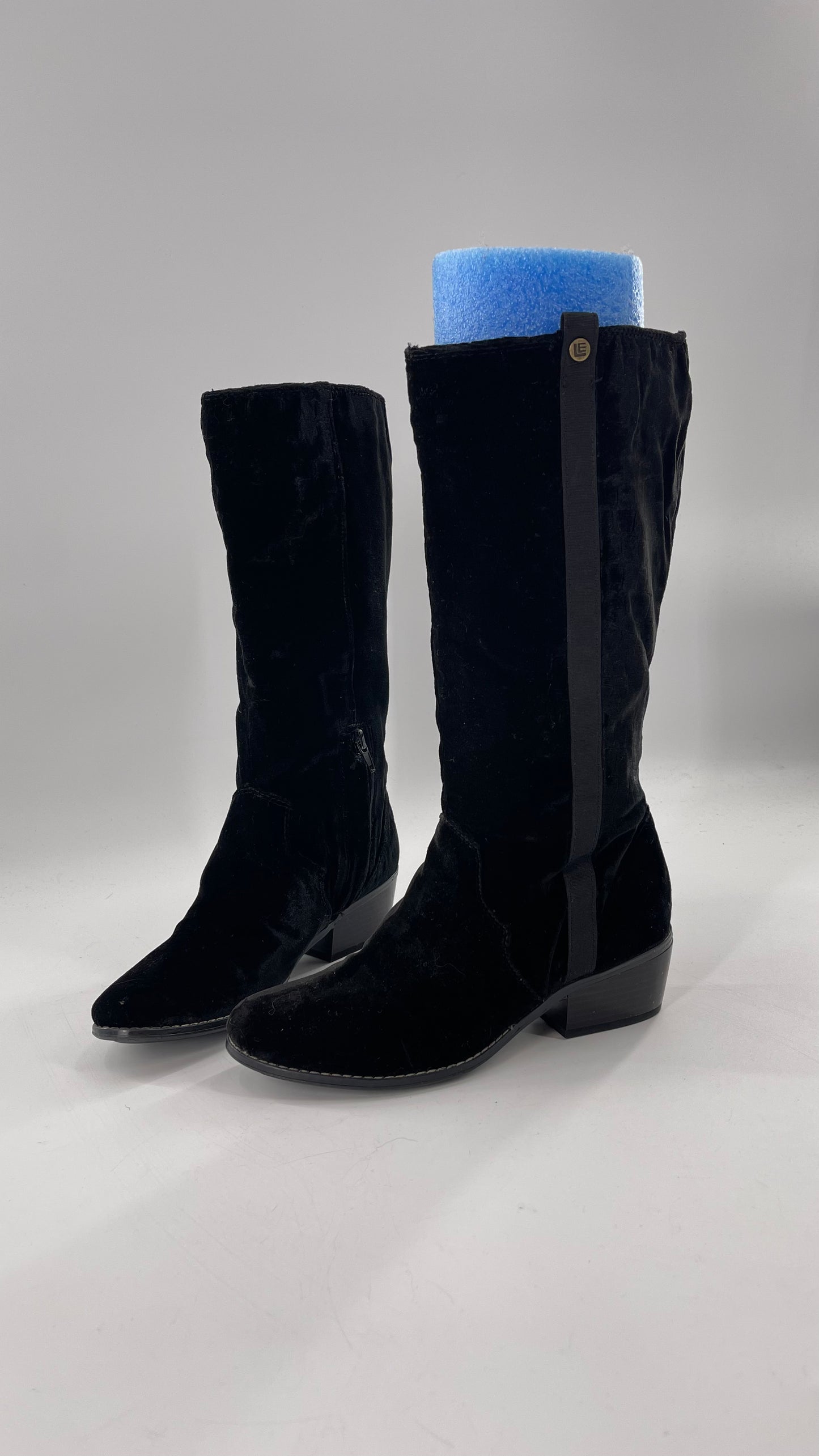 Libby Edelman Black Velour Croc Boots (6)