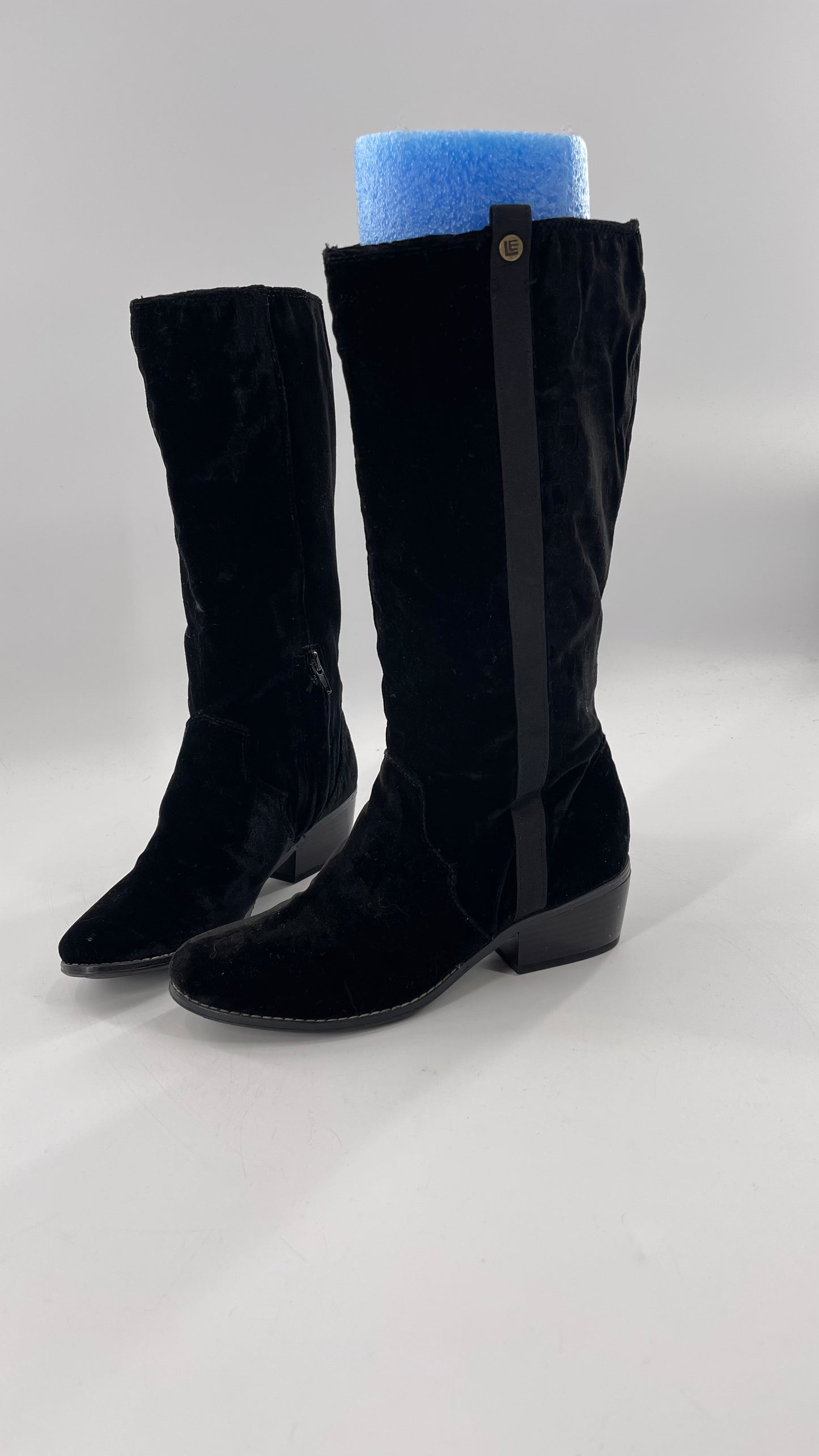 Libby Edelman Black Velour Croc Boots (6)