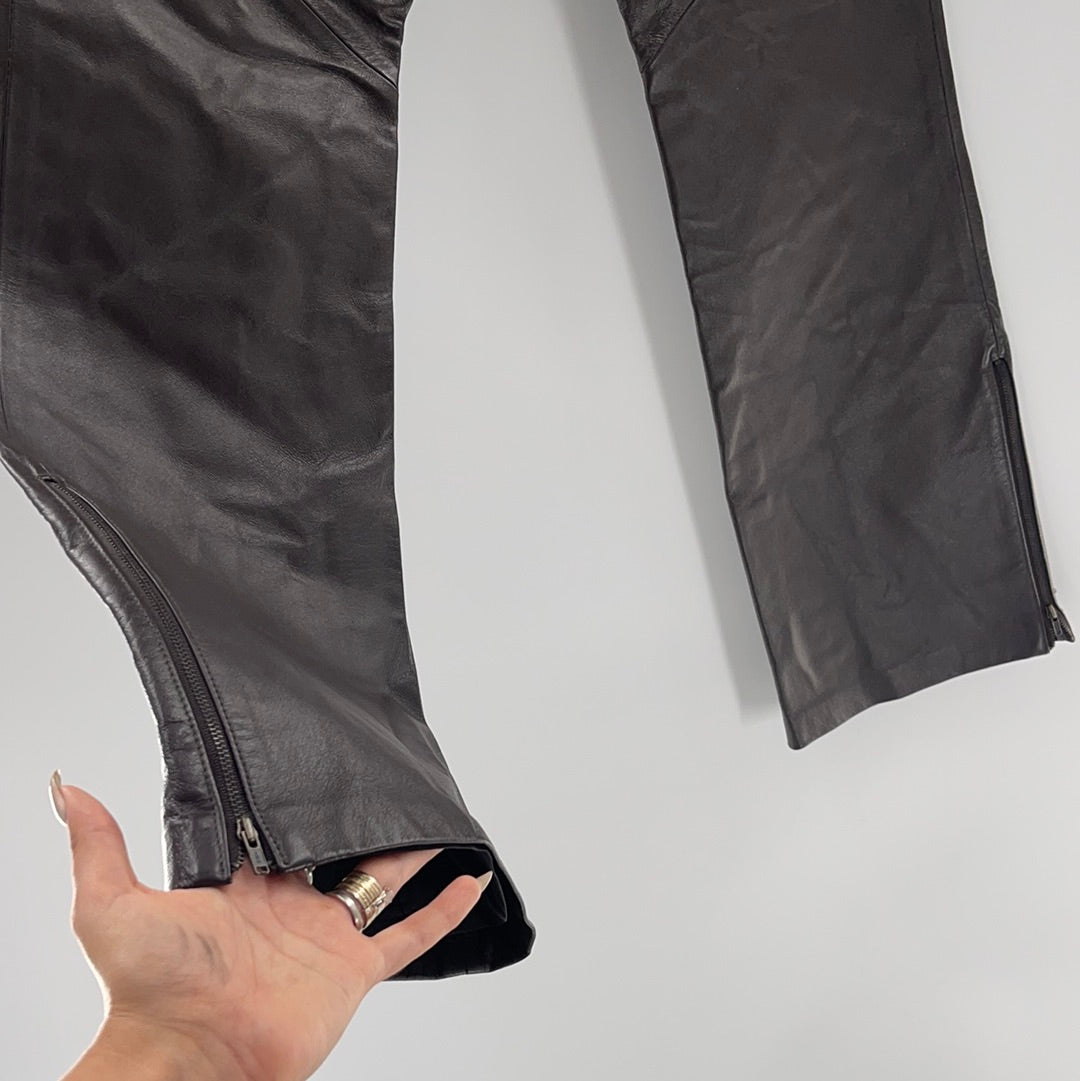Vintage Spiegel Brown Leather Flares (Sz8)