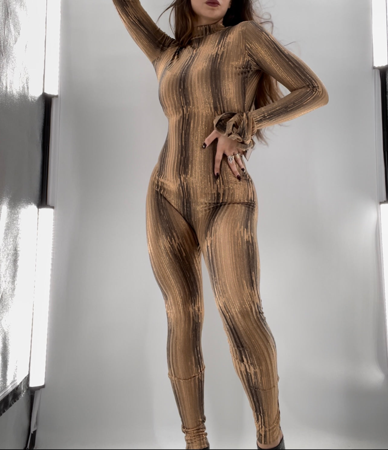 Gold/Bronze Open Back Jumpsuit (S)