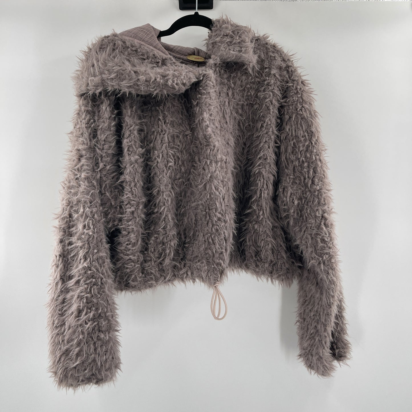 Free People Shaggy Lavender Fur Cropped Jacket (Size M)