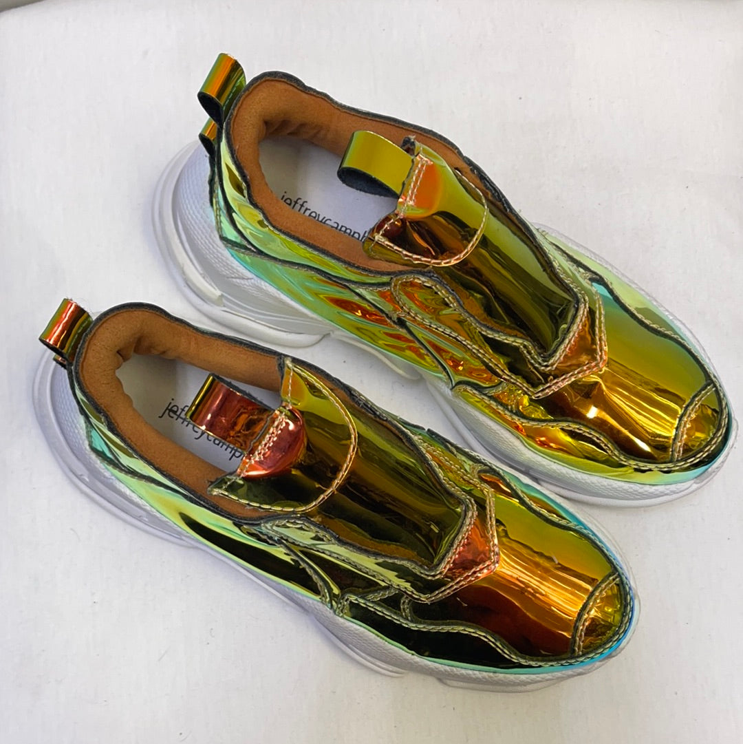 Jeffrey Campbell X Free People Gold Reflective Iridescent Concert Festival Sneakers (6.5)