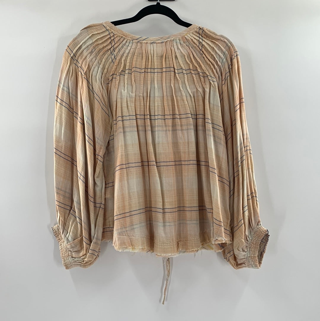 Free People Pastel Plaid Prairie Top (XS)