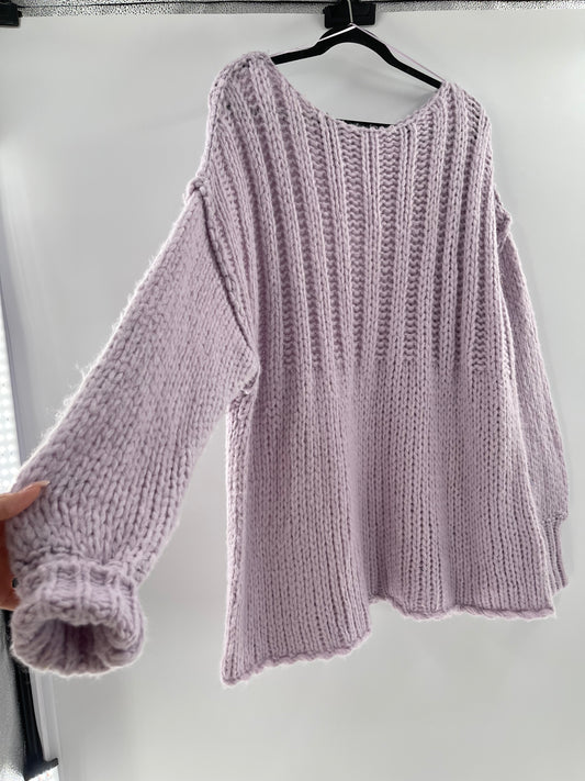 Free People Chunky Knit Lilac/Lavender Sweater (Medium)
