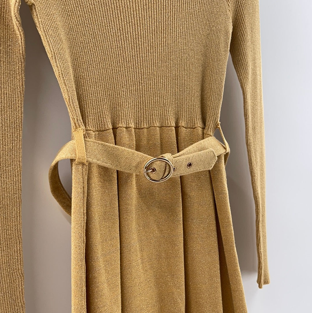 Free People Gold Knit Dress (XS)