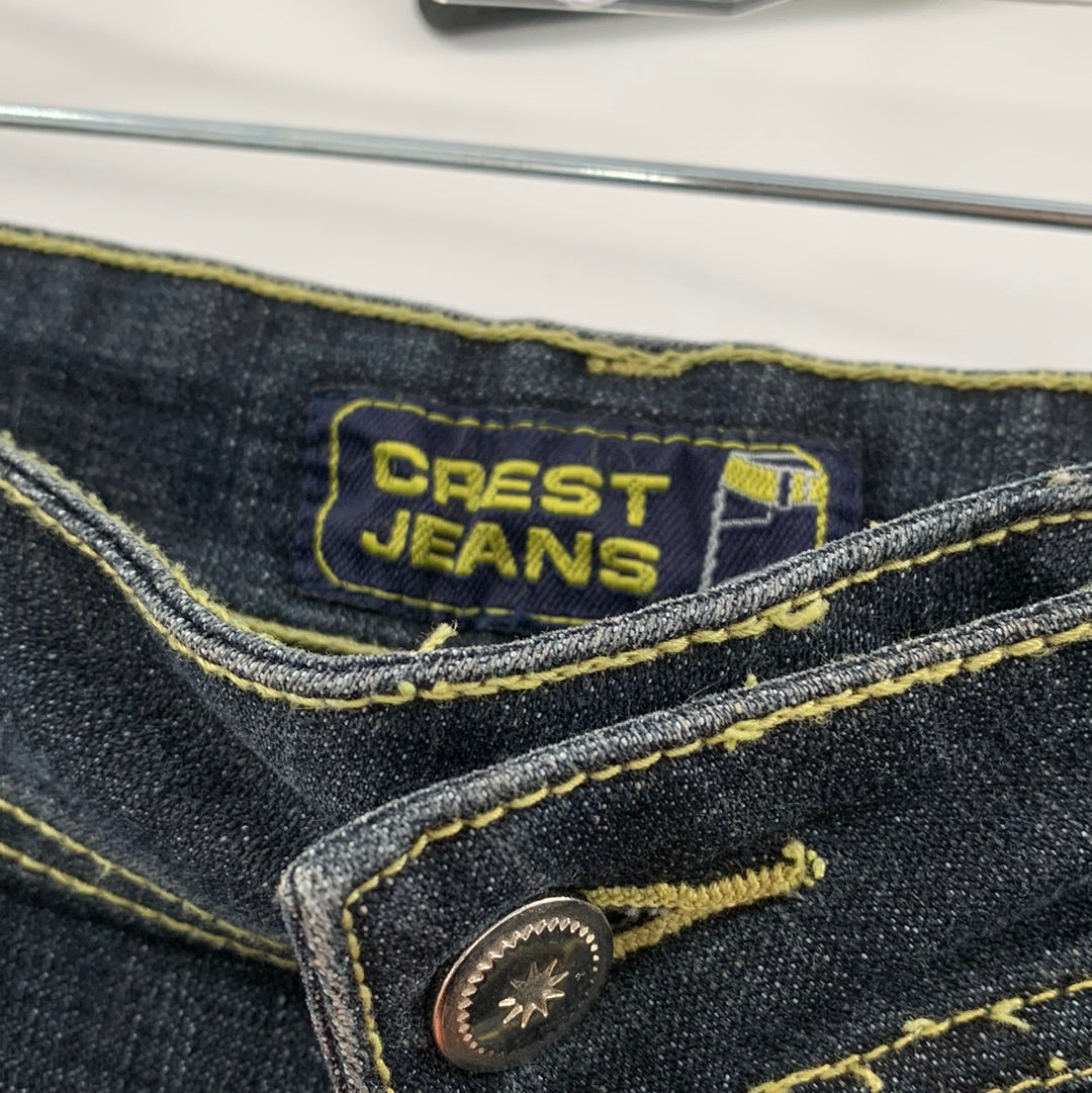 Crest Jeans Light Wash and Dark Denim with Pleated Hem Detail Mini Skirt (Size 17/18)