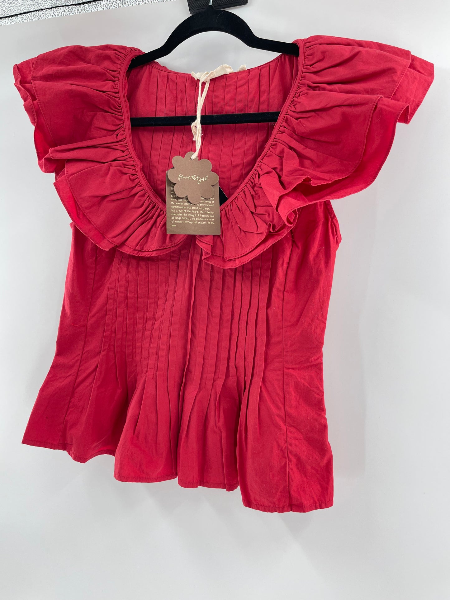 Anthropologie Forever that Girl Red Ruffle Pintuck Tank(XS)