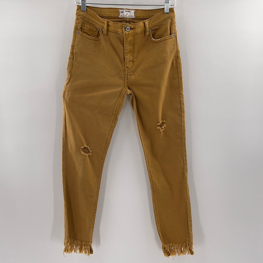 Free People Mustard Yellow  Ripped Jeans (Sz W 27)