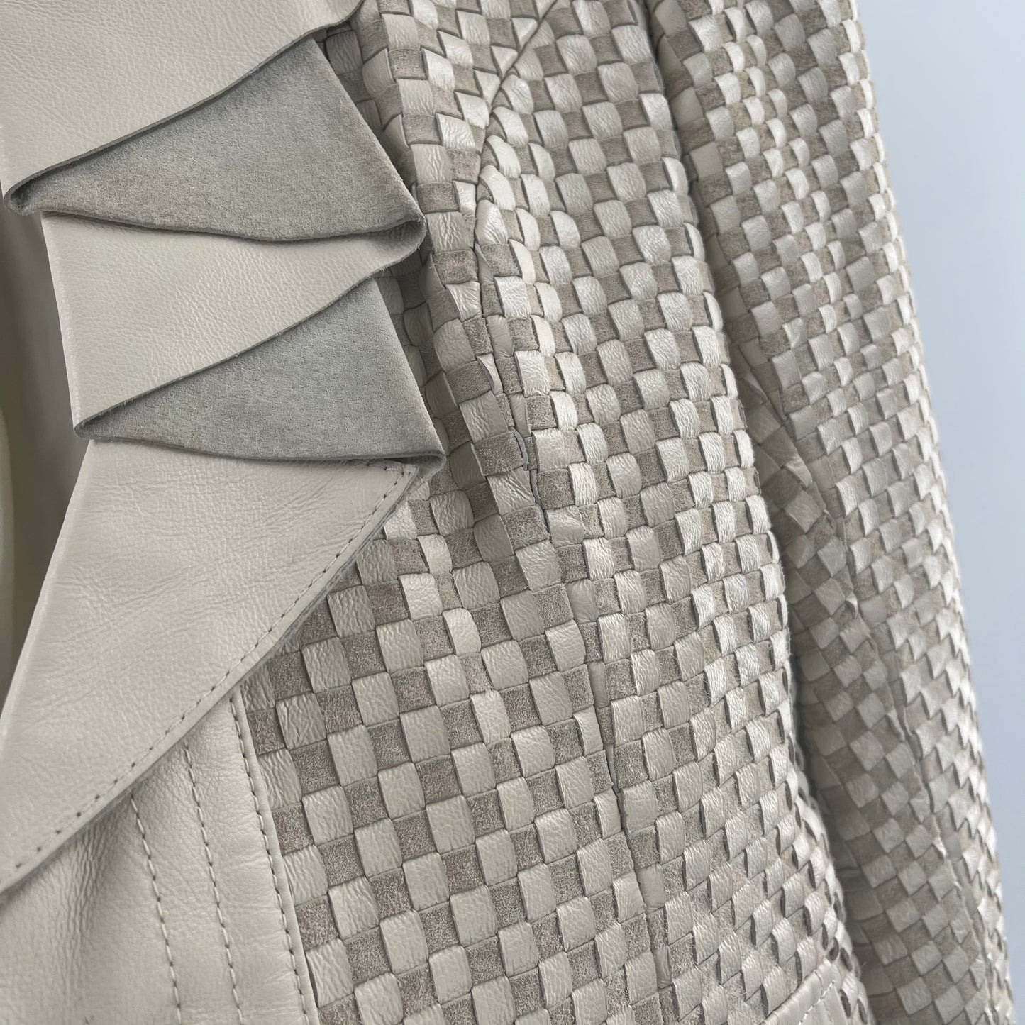 Vintage Revue Leather Checker Patterned Leather Blazer (M)