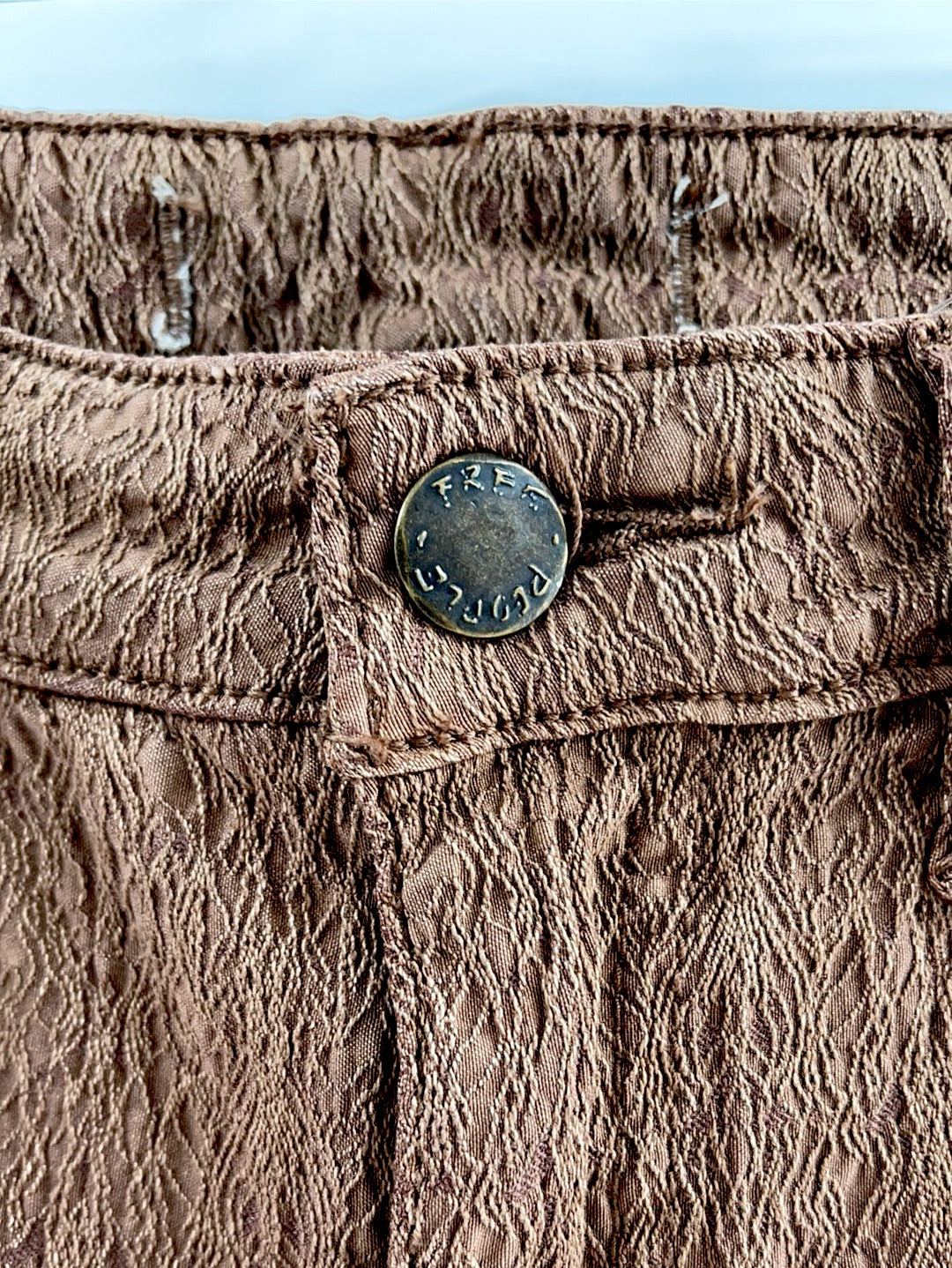 Free People Textured Brown Jeans (XS)