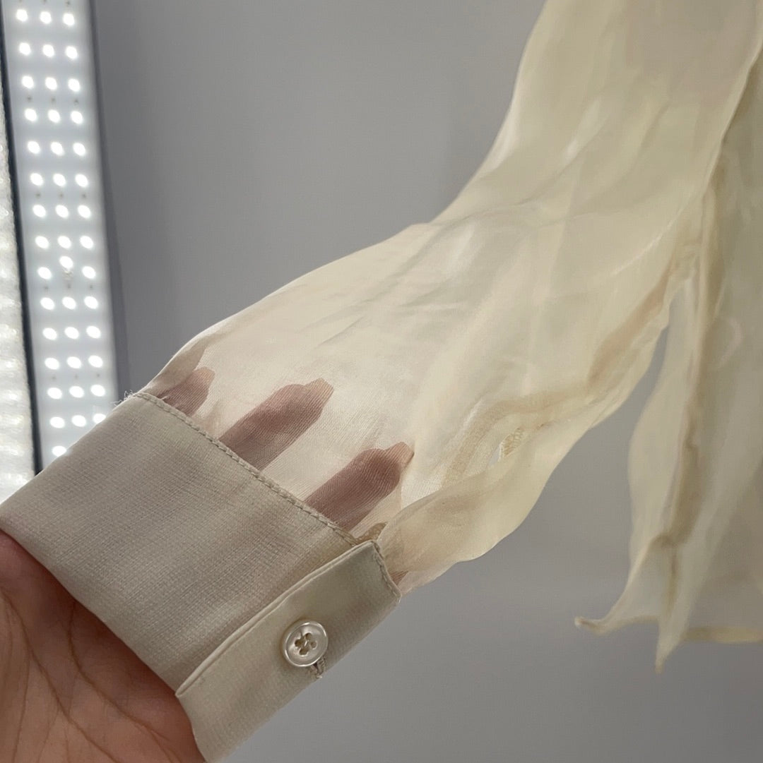 LIONESS cream organza mock neck (S)
