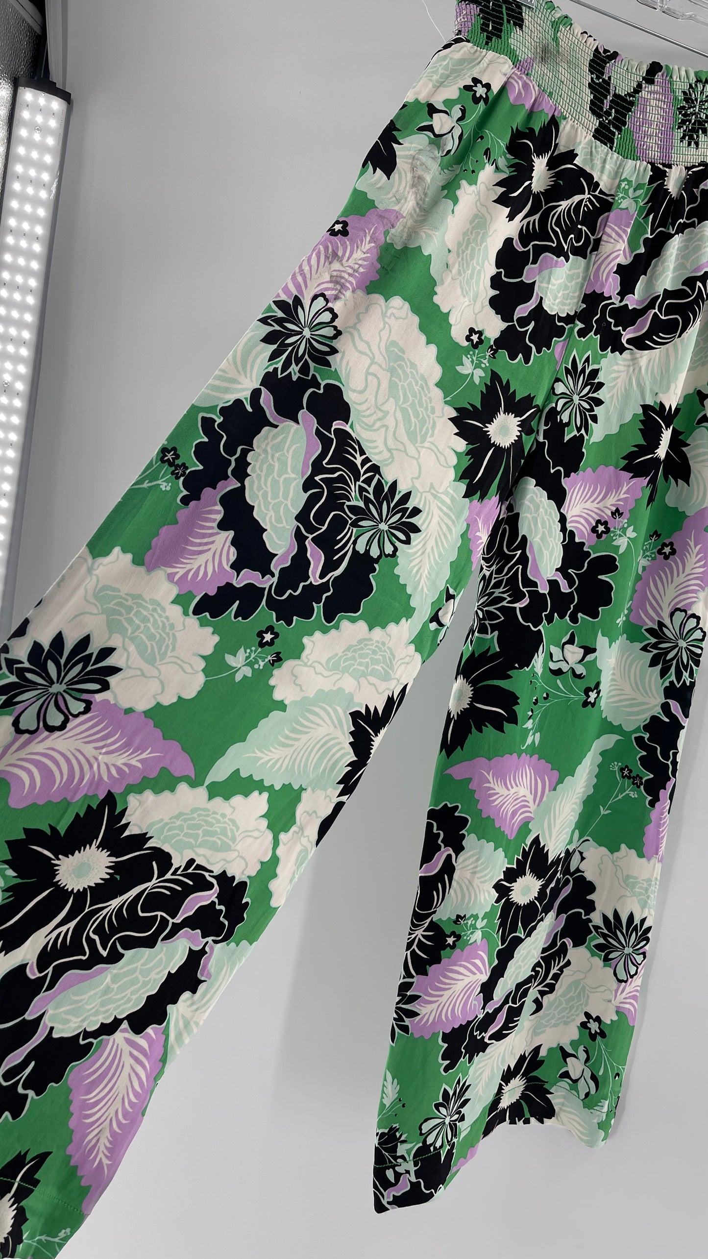 Maeve Anthropologie Kelly Green Floral Wide Legs (XS)