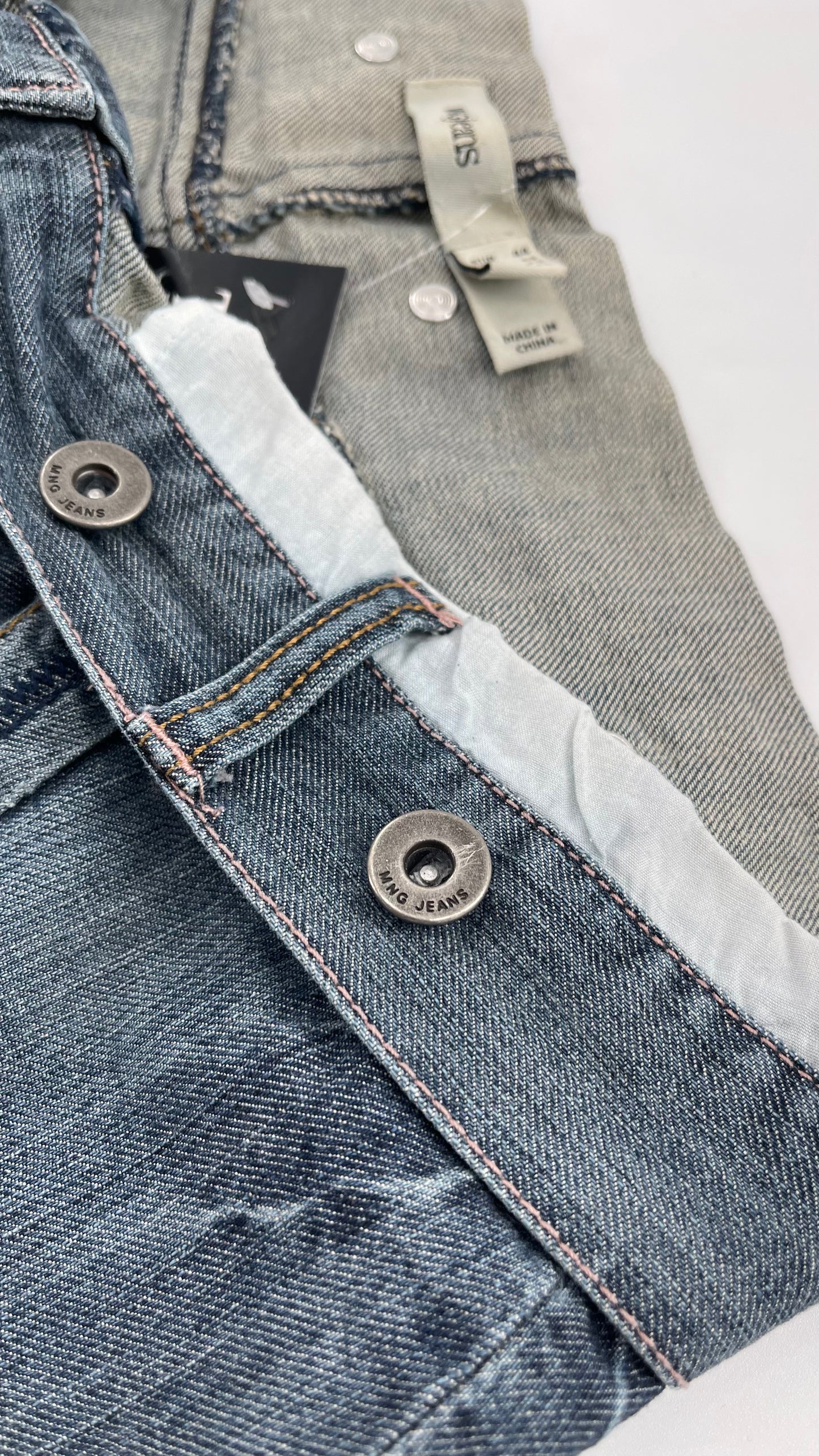 Vintage MNGjeans Pleated Bow Front Denim Skirt (12)