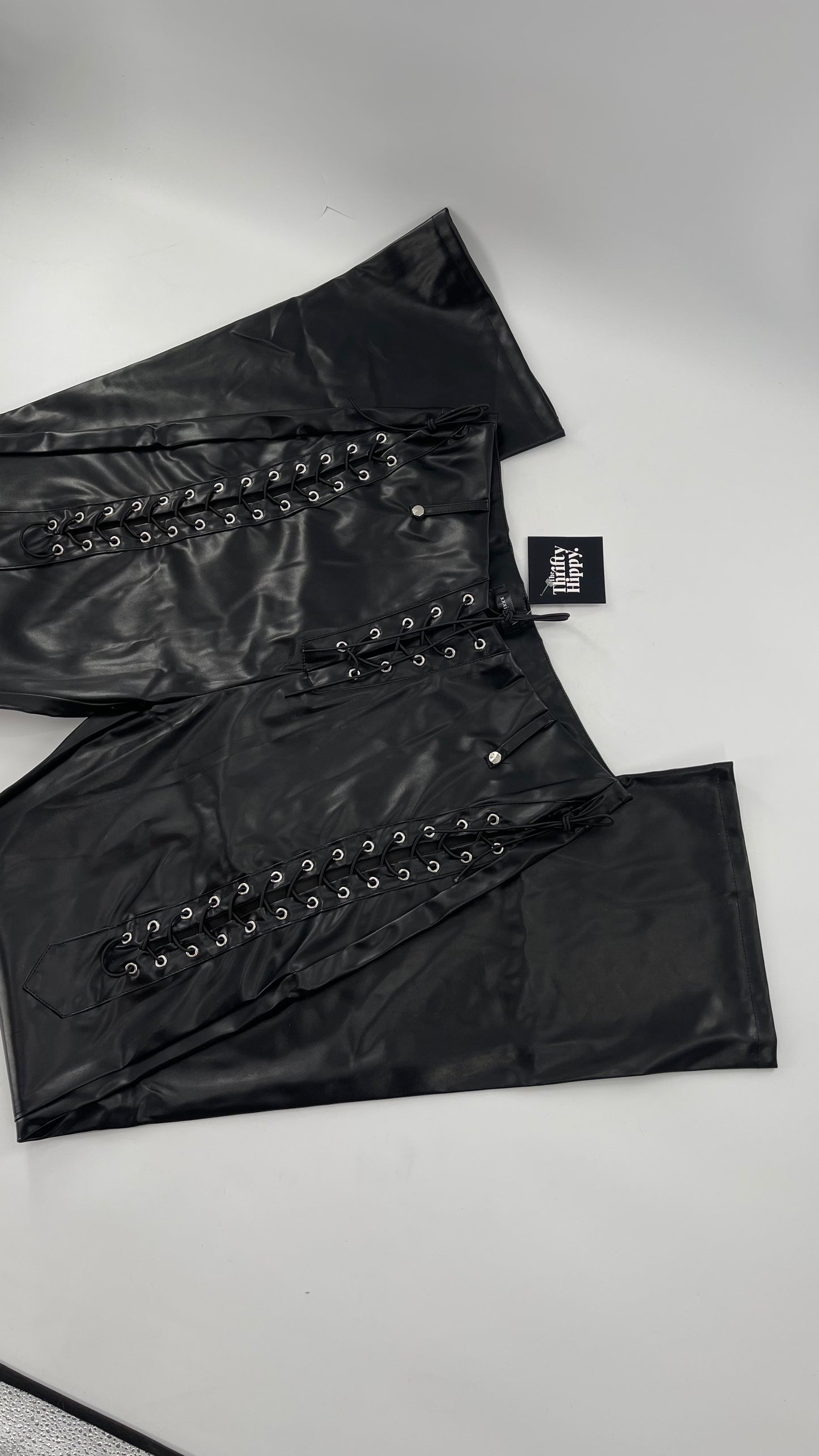 XXXiticat Faux Leather Straight Legs with Lace Up Details (XL)