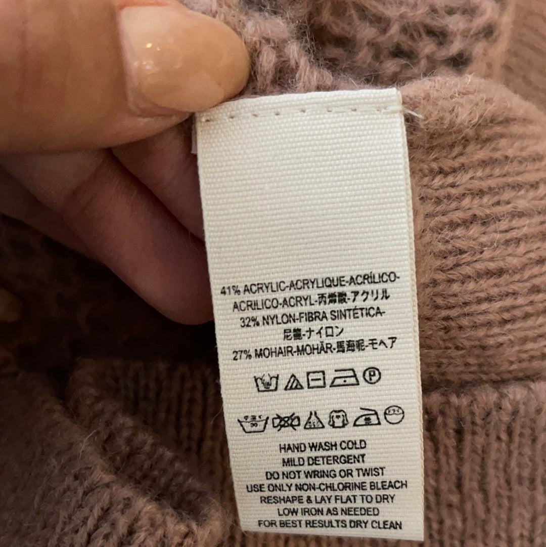 Free People Sheer Knit Off Dusty Pink Sweater (Size XS)