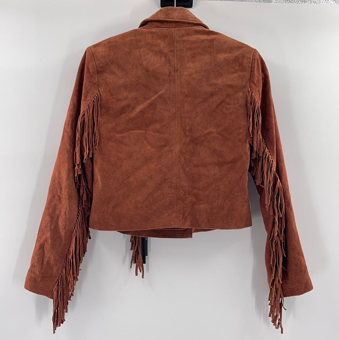 Anthropologie- Blank NYC - Cedar Cropped Suede Fringed Jacket With Front Buttons (Size S) *WITH TAGS*