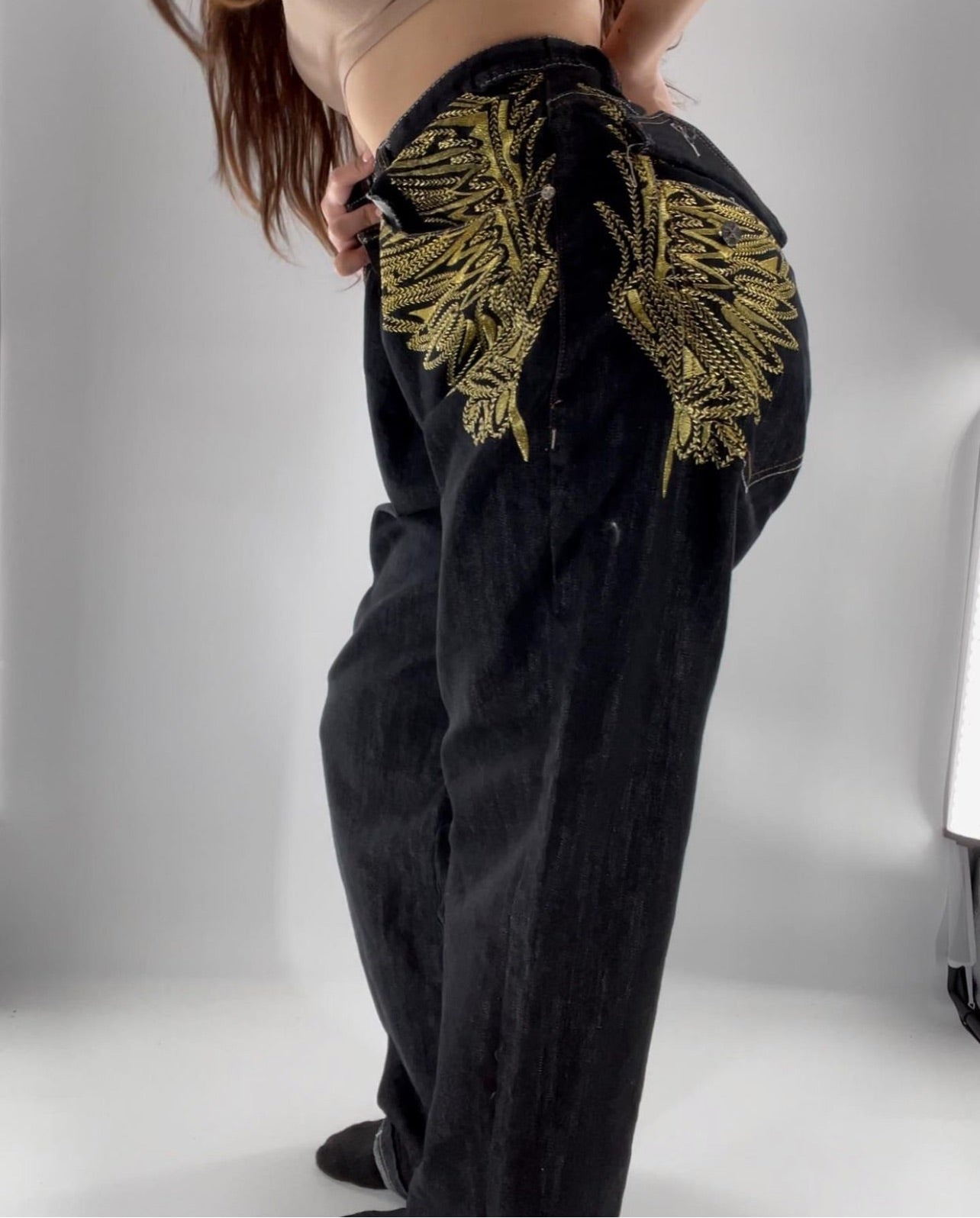 Vintage Raw Blue Embroidered Jeans
