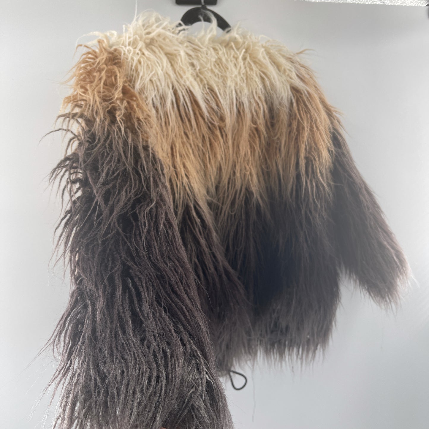 Free People One Terra Faux Fur Shaggy Ombre Coat Brow (Size M)