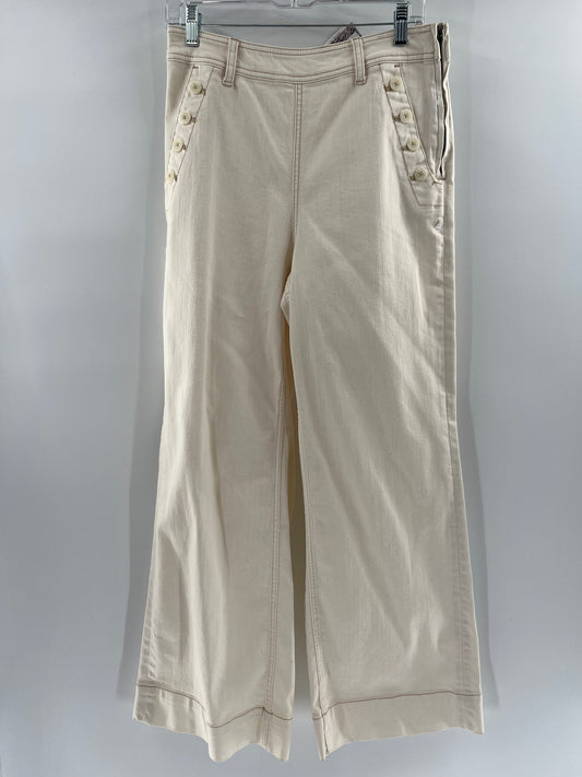 Pilcro Anthropologie Off-White Side Button Up with Front Zipper (Size 30)