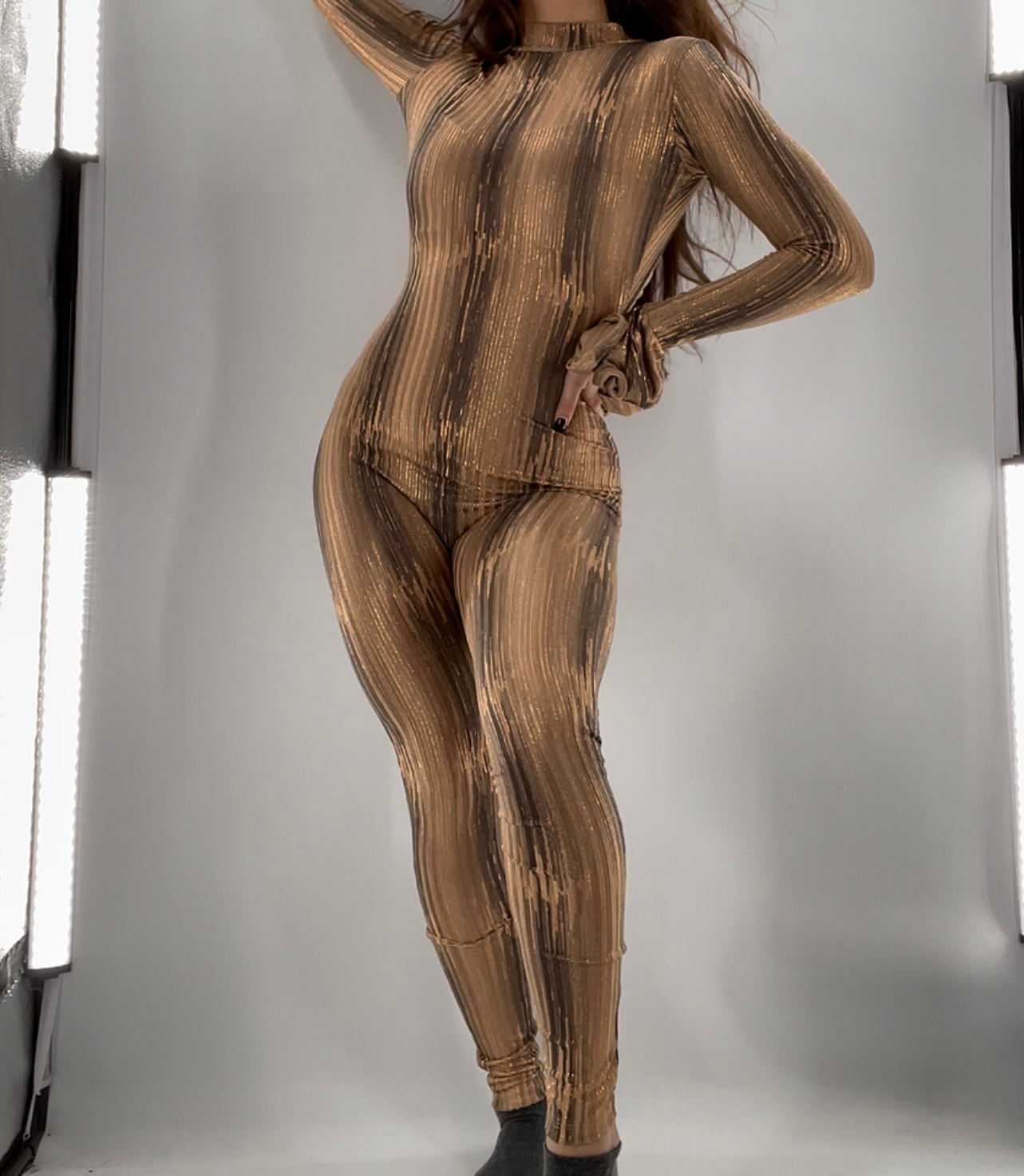 Gold/Bronze Open Back Jumpsuit (S)