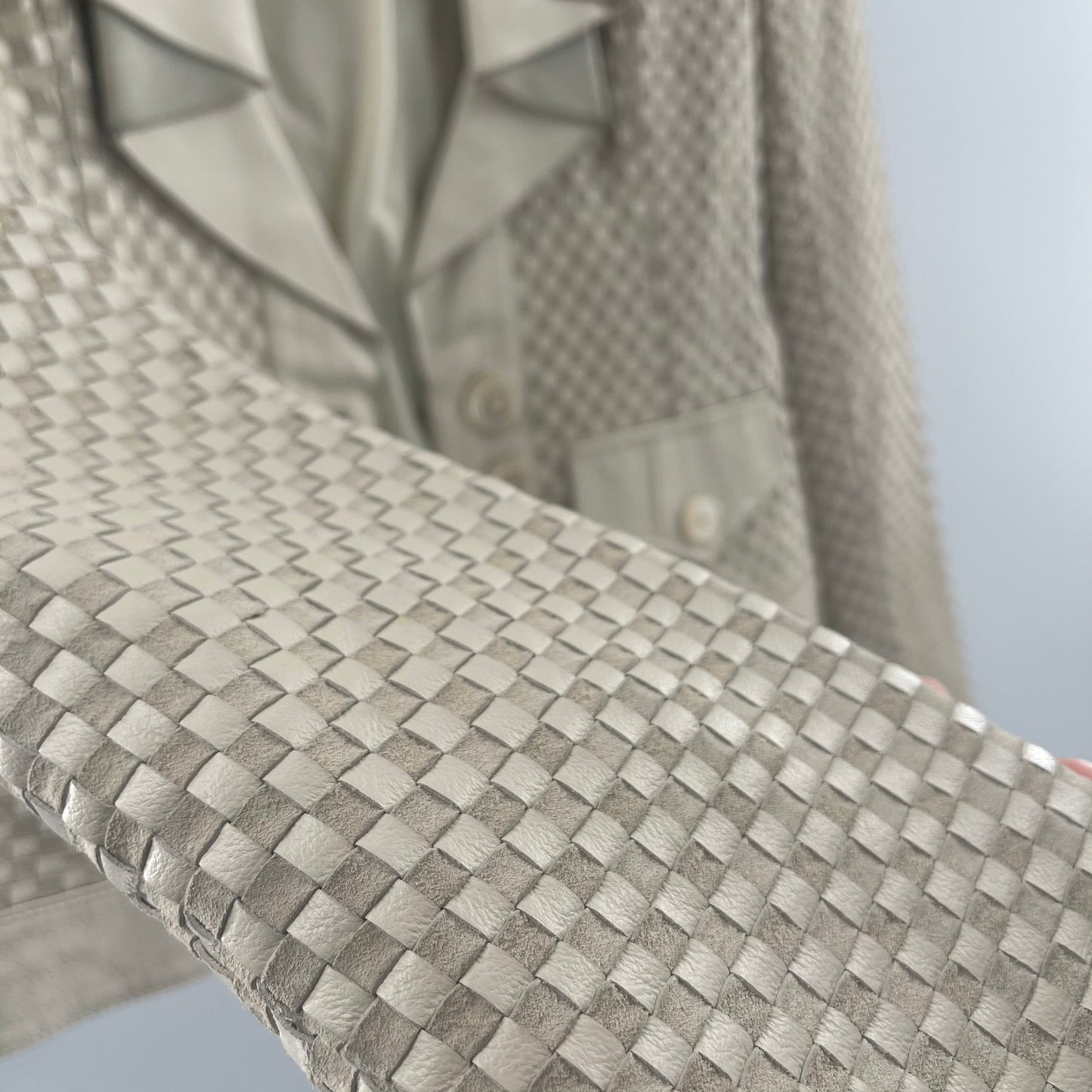 Vintage Revue Leather Checker Patterned Leather Blazer (M)